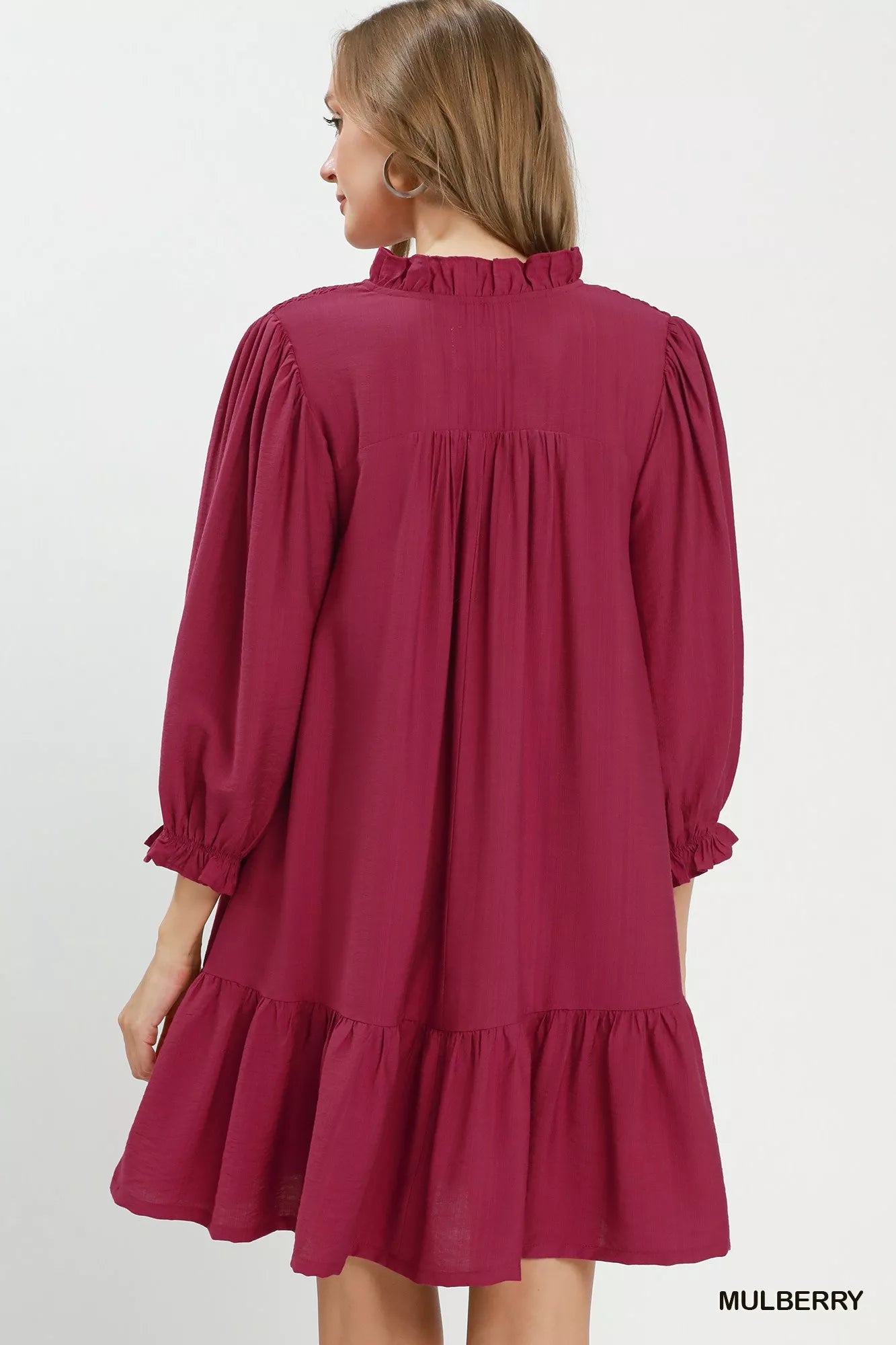 Umgee Smocked Ruffle Detail Tiered Mini Dress