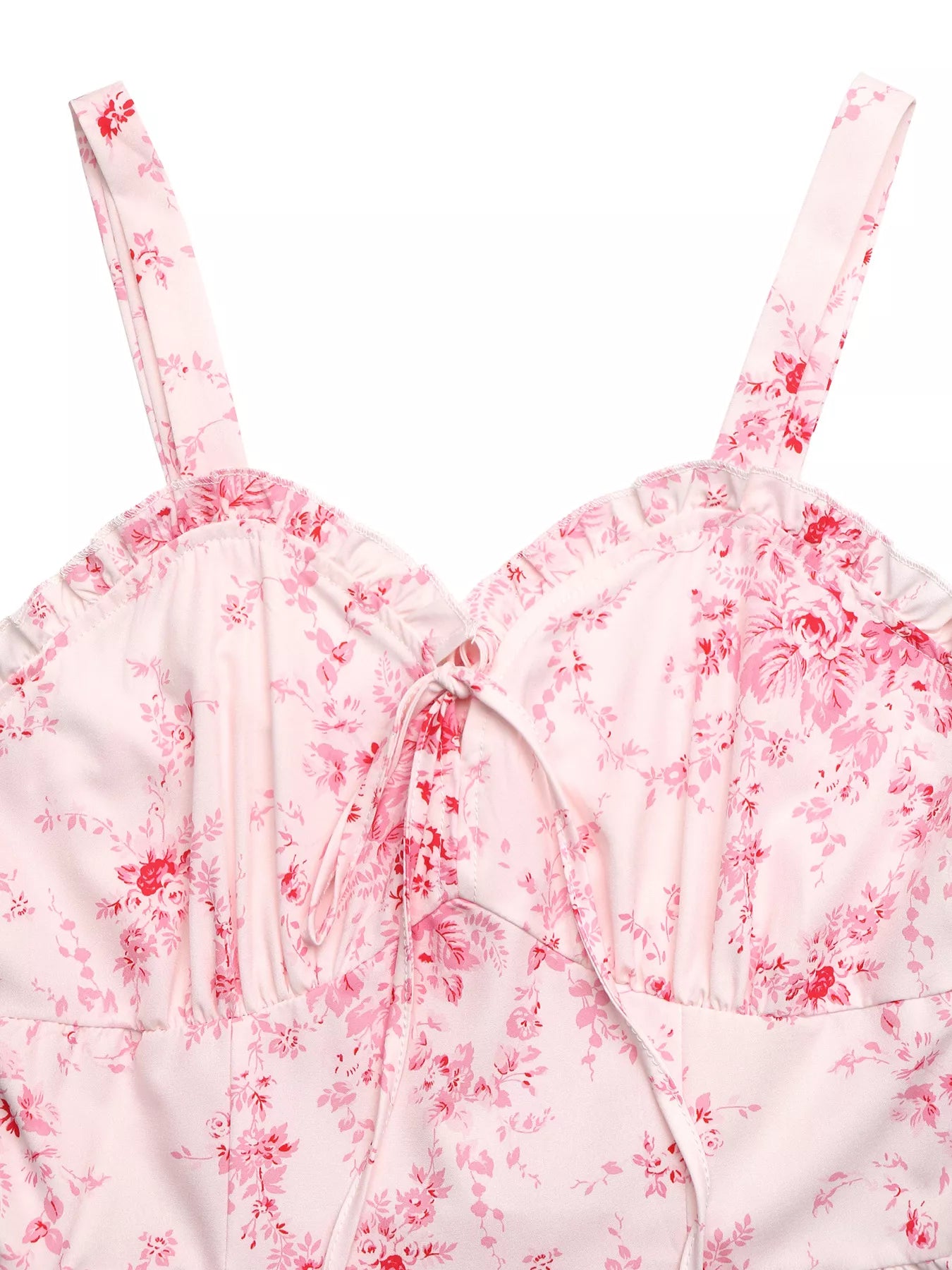 Floral Print Frill Trim Cami Dress