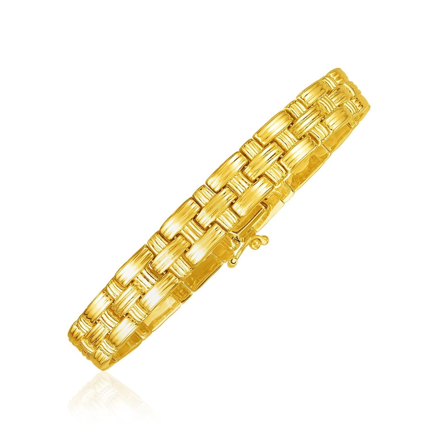 14k Yellow Gold Basket Weave Bracelet - Overture Gifts