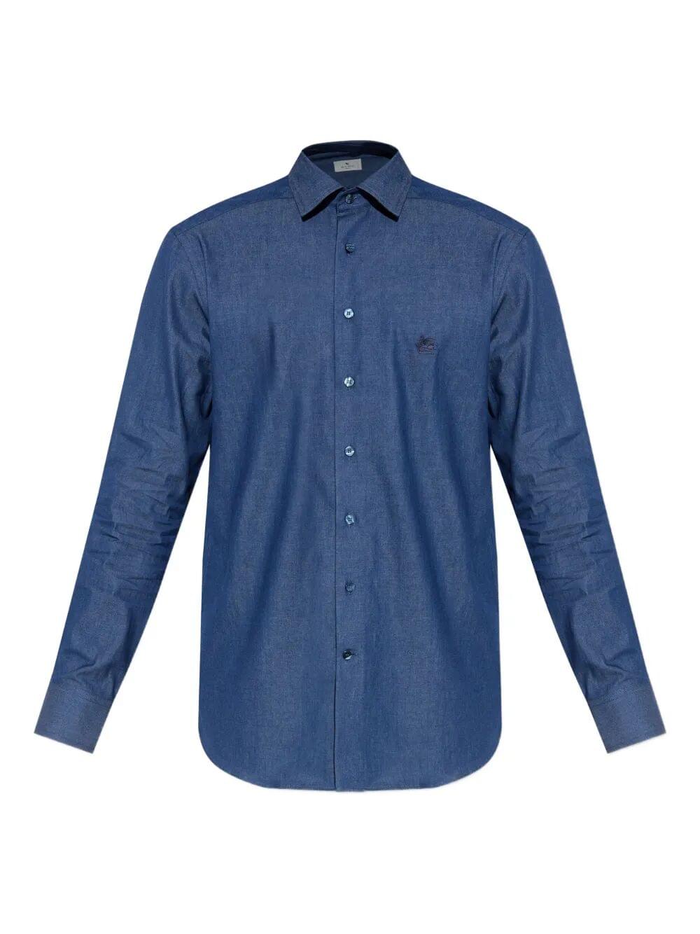 Etro Men Embroidered Logo Cotton Shirt