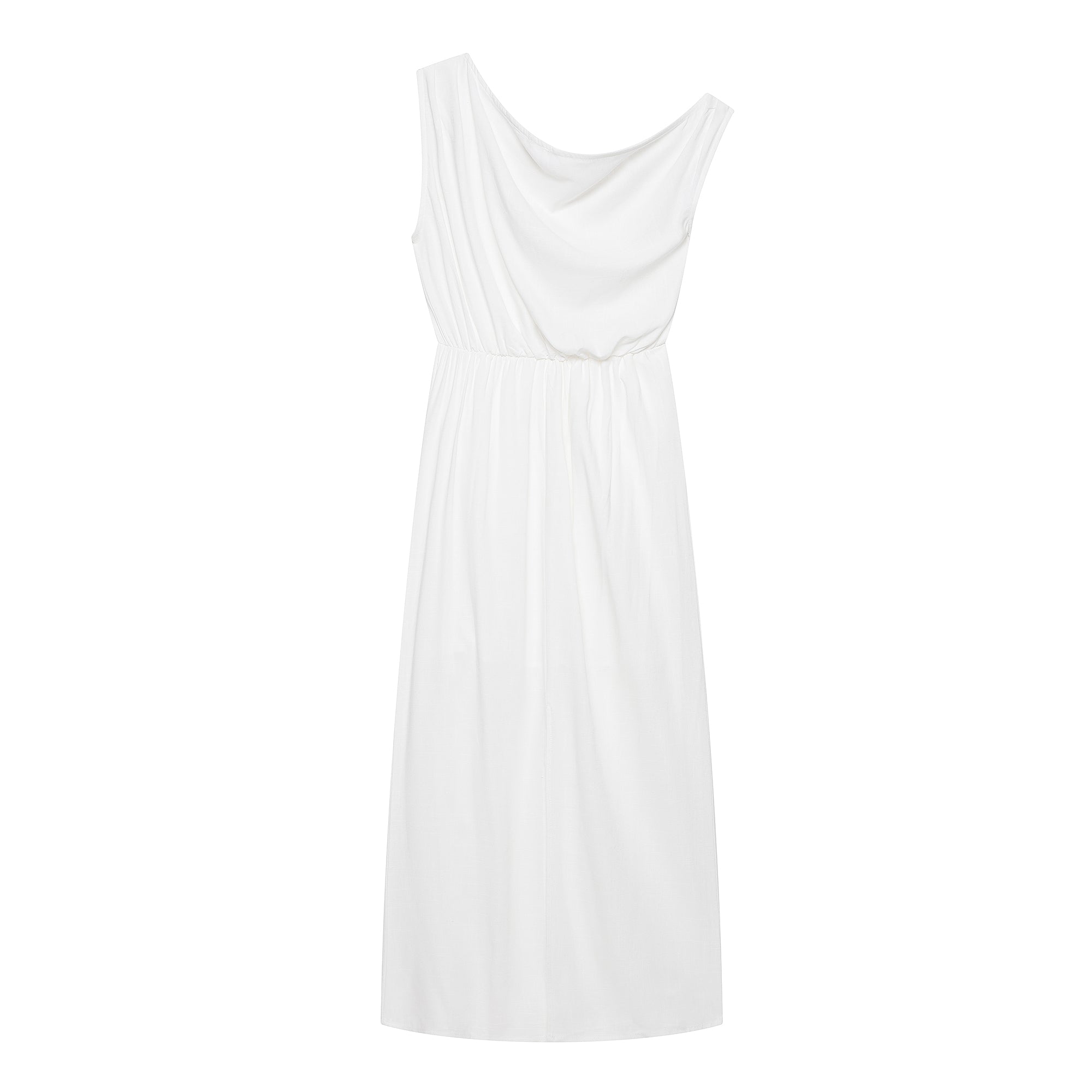 Women Slanted Shoulder One Shoulder Sleeveless Waist Cinching Long Dress