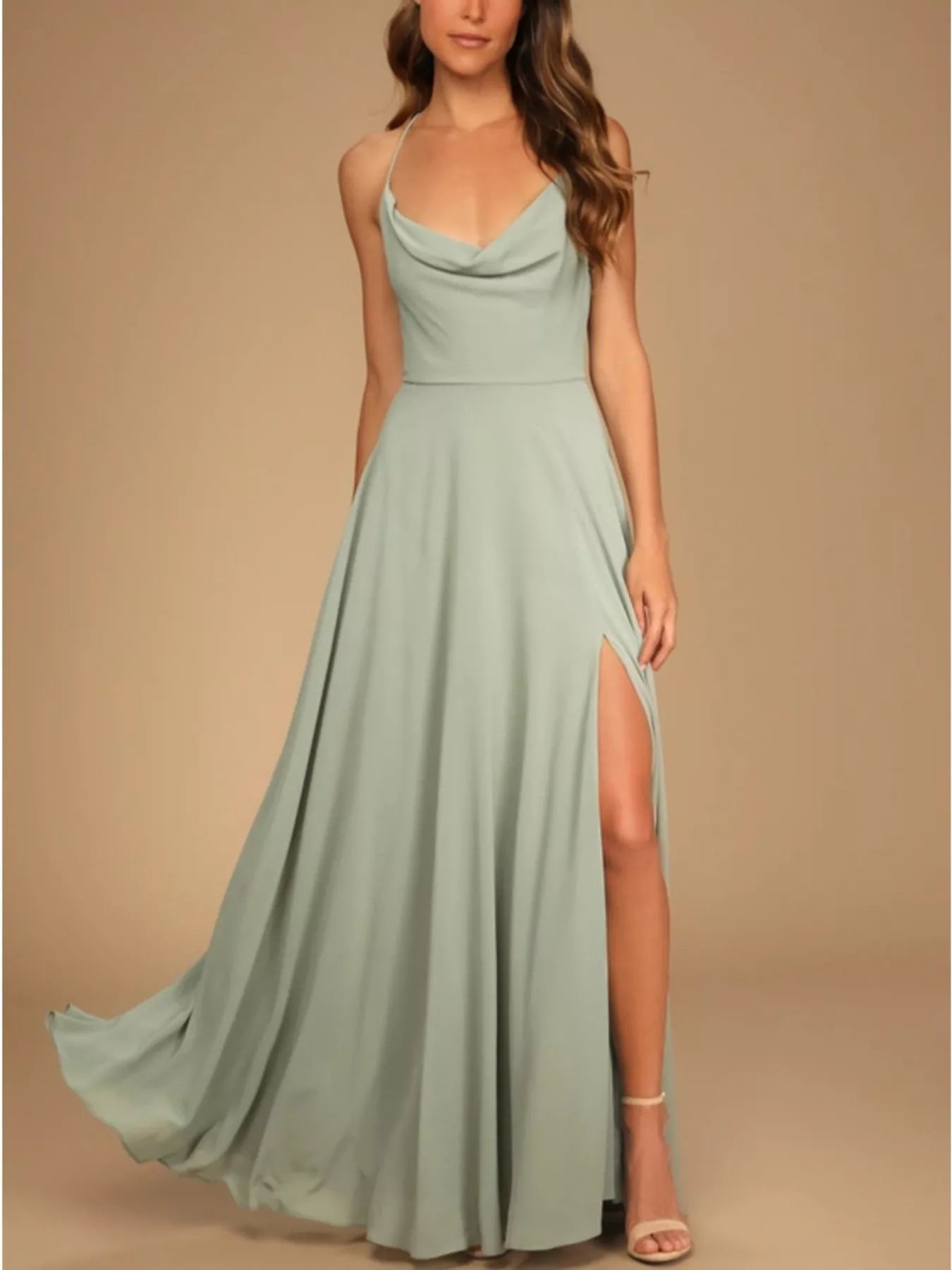 Slit Cowl Neck Maxi Dress