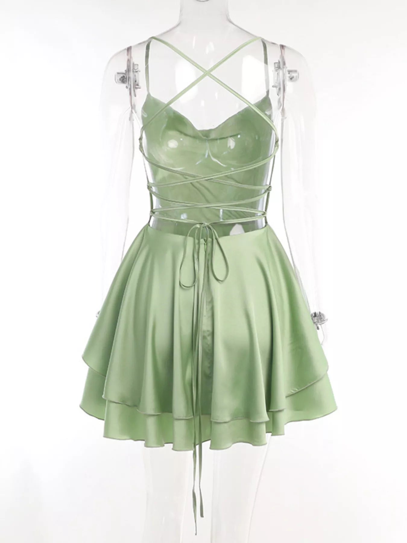 Backless Layered Ruffled Cami Dress