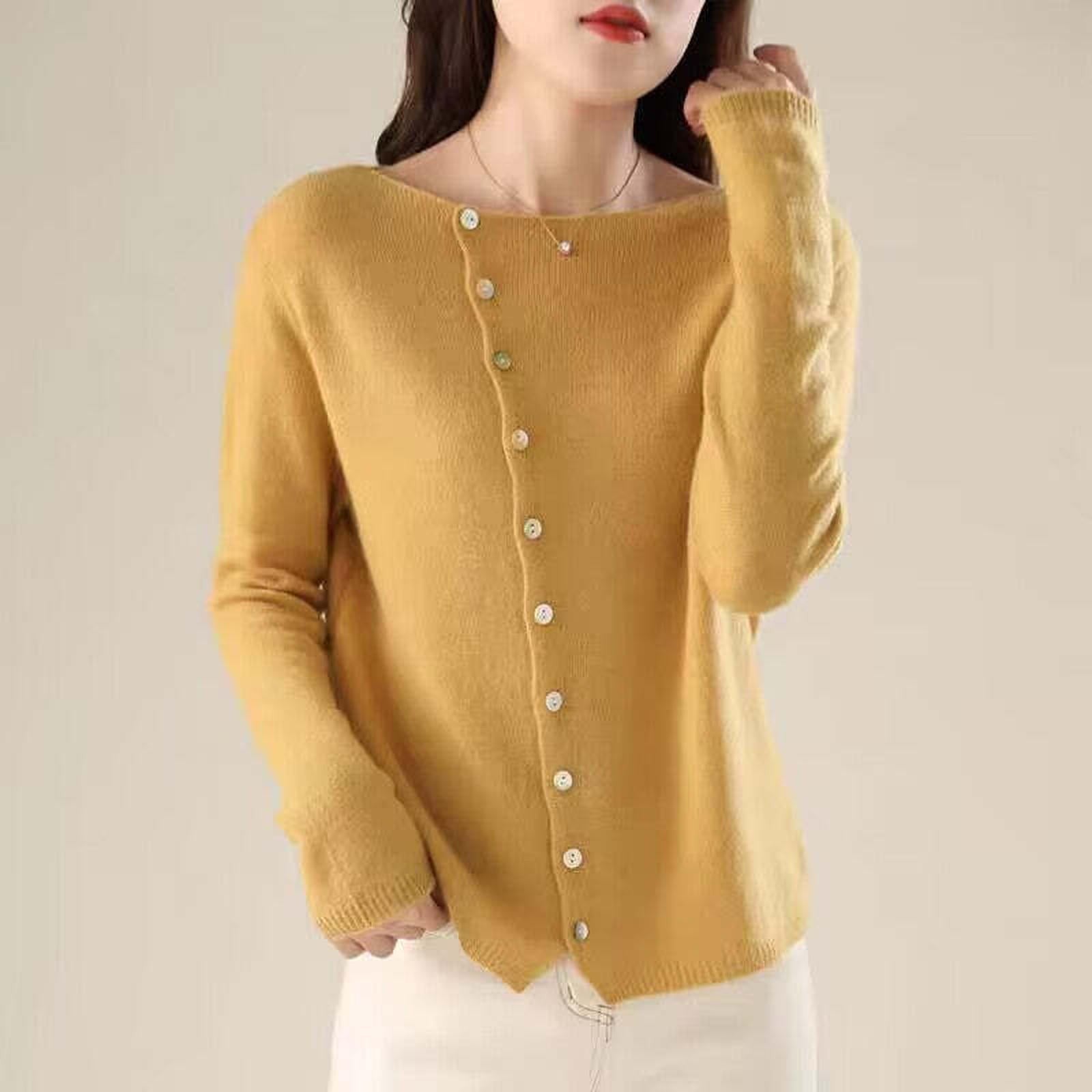 French retro round neck single breasted cashmere knitted cardigan women's autumn thin casual top