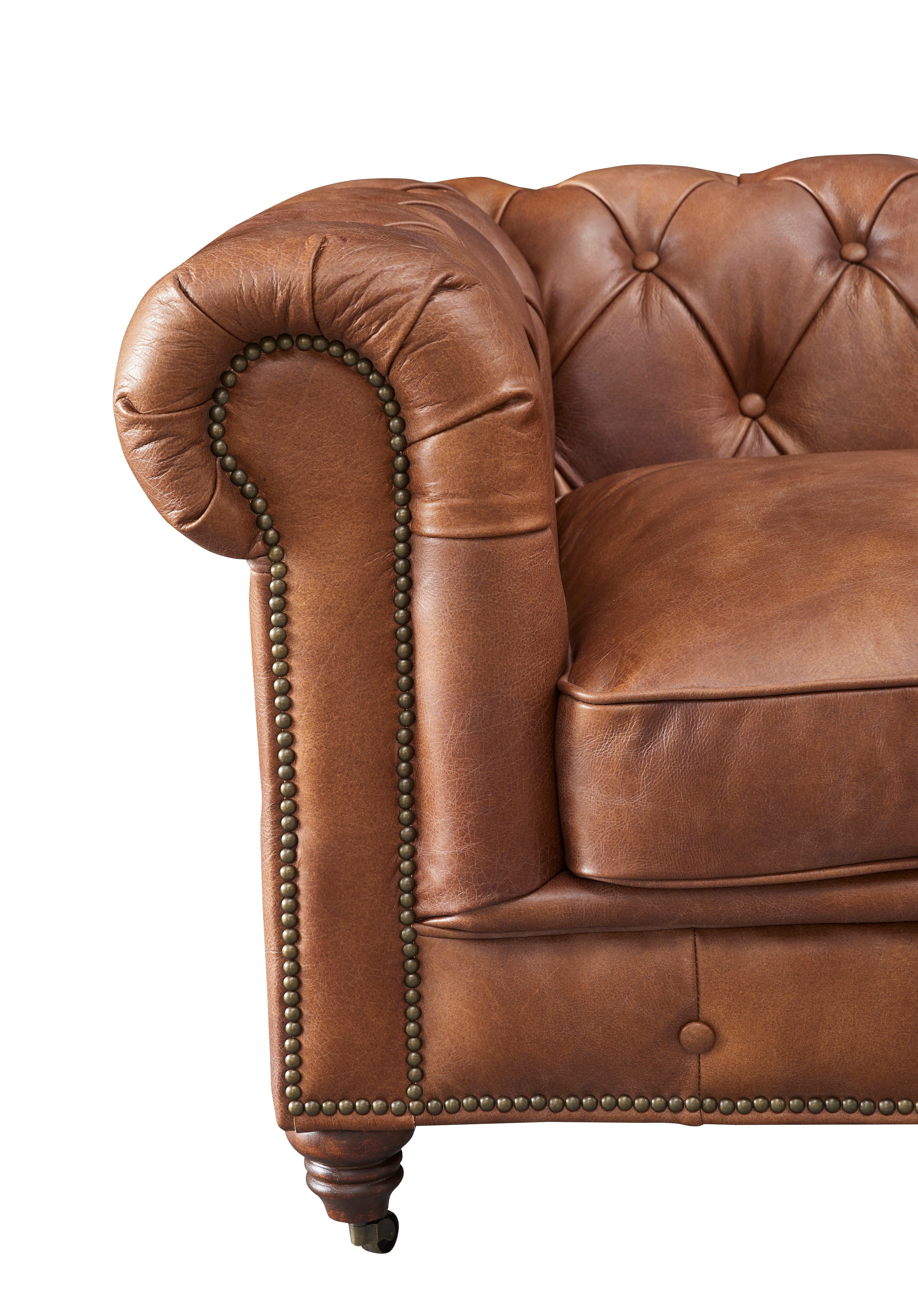 Century Chesterfield Sofa - Bark Brown Leather | Crafters And Weavers