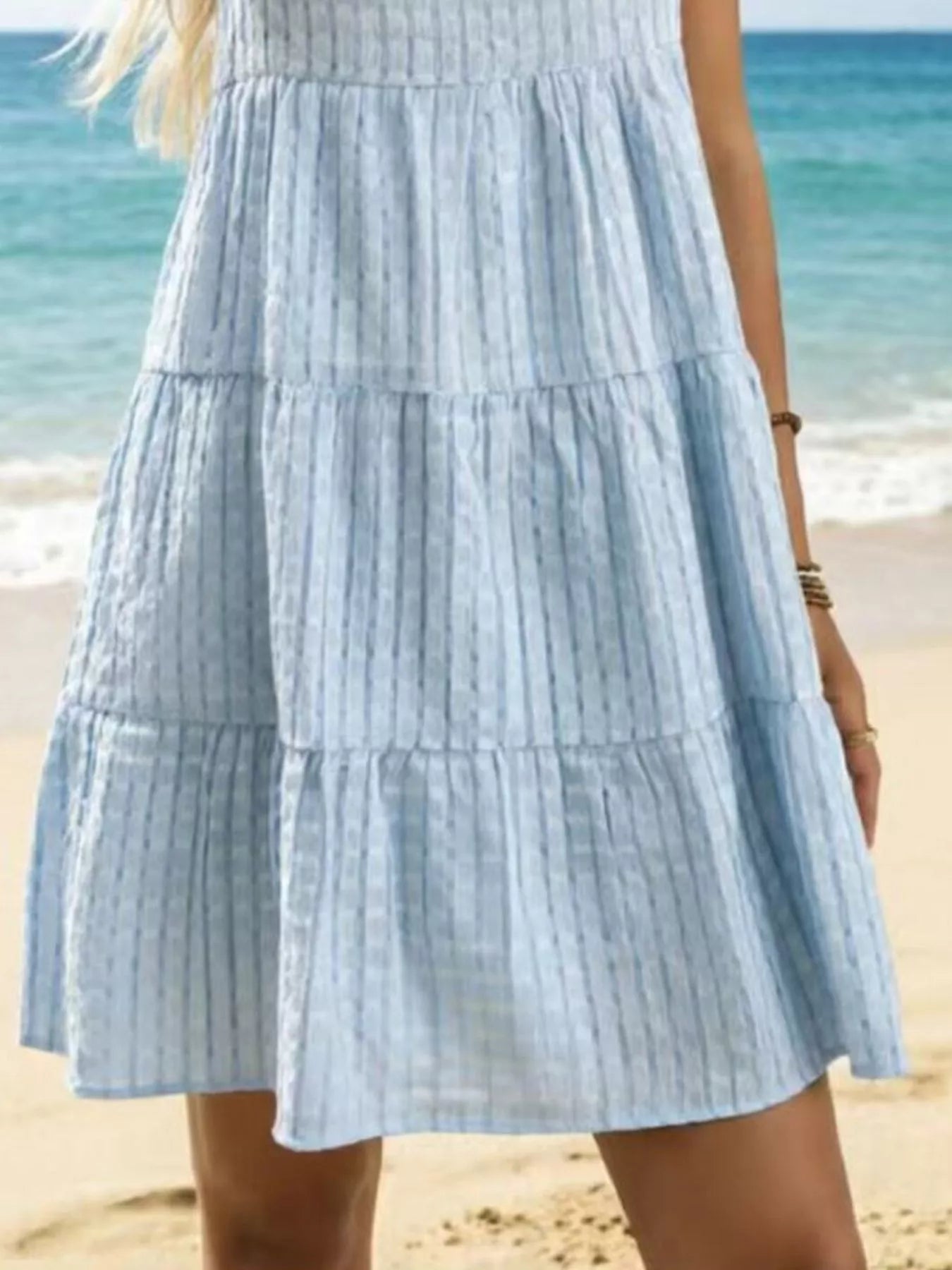Textured Sleeveless Tiered Mini Dress