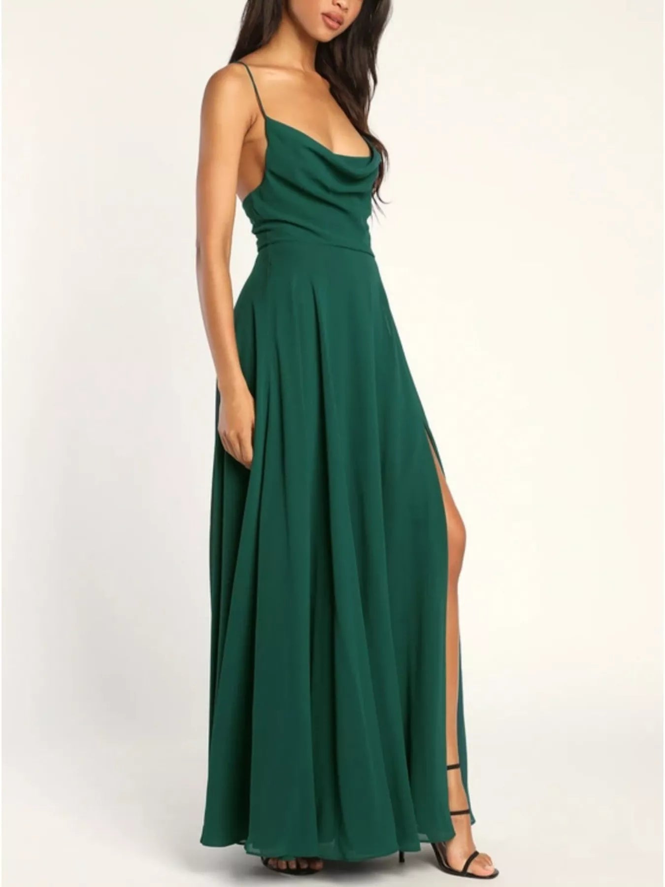 Slit Cowl Neck Maxi Dress
