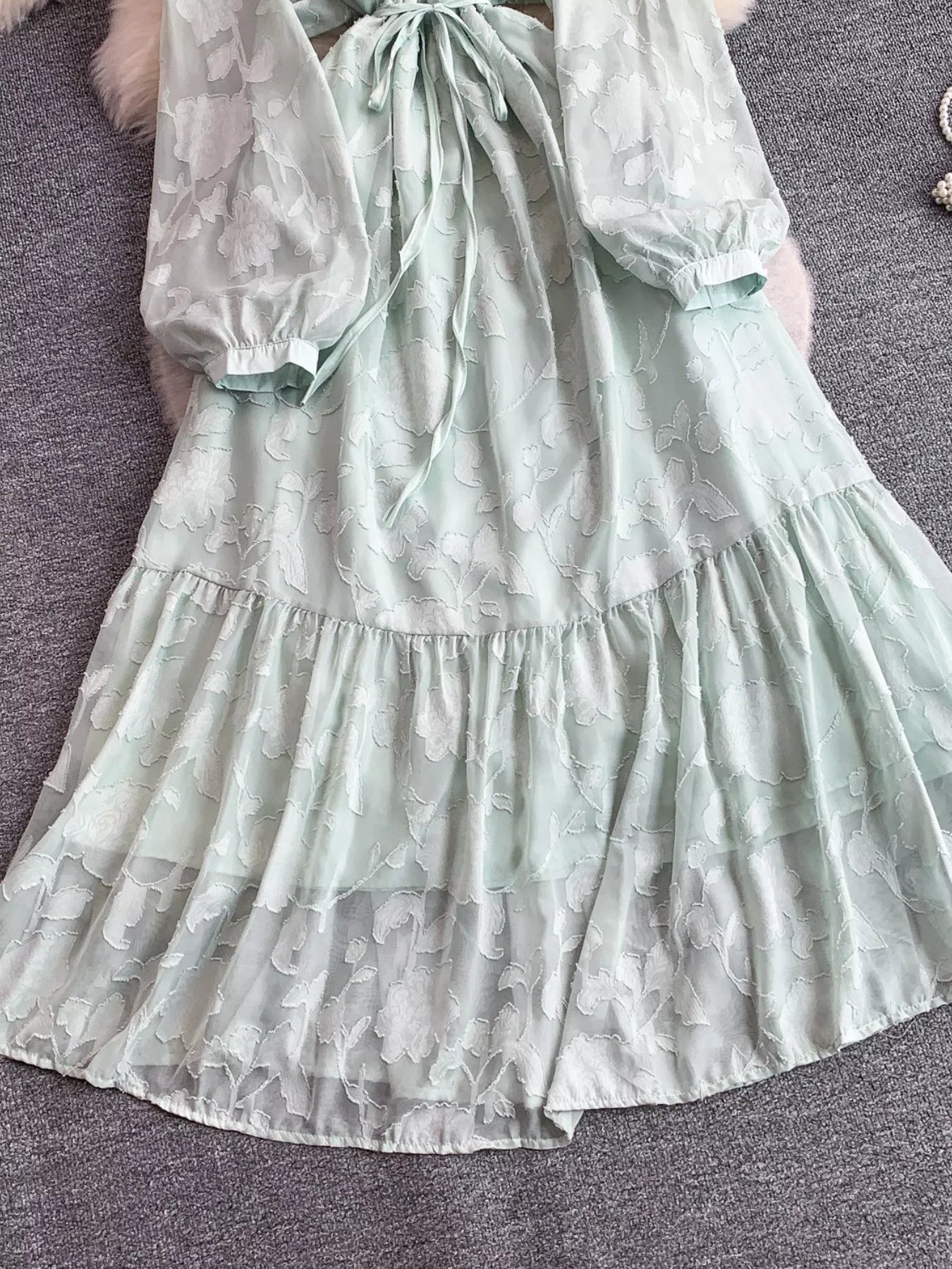 Tie Waist Long Sleeve Dress