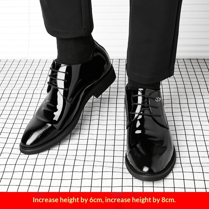Men's Business Dress Leather Shoes With Hidden Heel