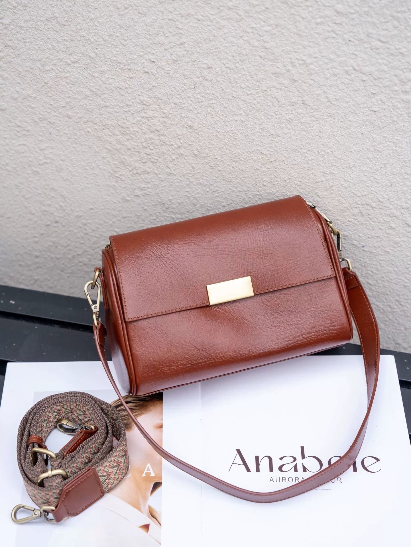 Baidi Leather Women's Bag 2025 New Genuine Leather Crossbody Bag, Top-Grain Vegetable-Tanned Cowhide Shoulder Bag, Light Luxury Commuter Bag