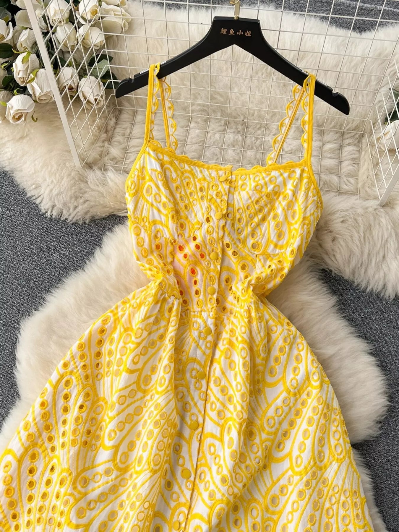 Eyelet Embroidered Tiered Cami Dress