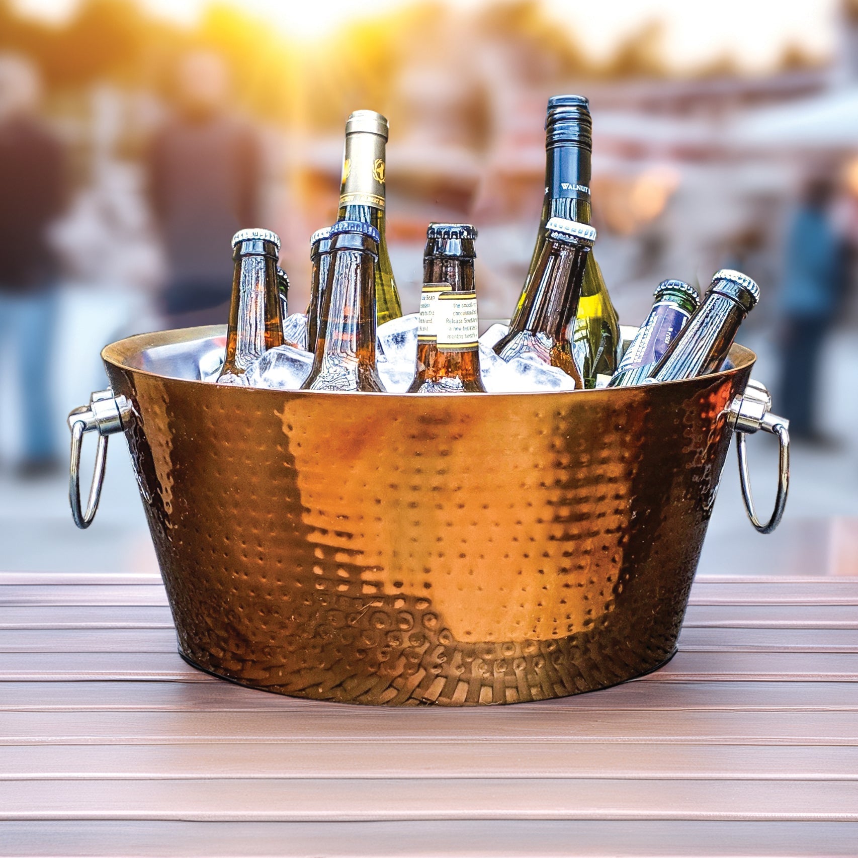 Anchored Rose Copper Stainless Steel Beverage Tub & Drink Chiller – 3 Gallon Double-Wall Insulated | BREKX