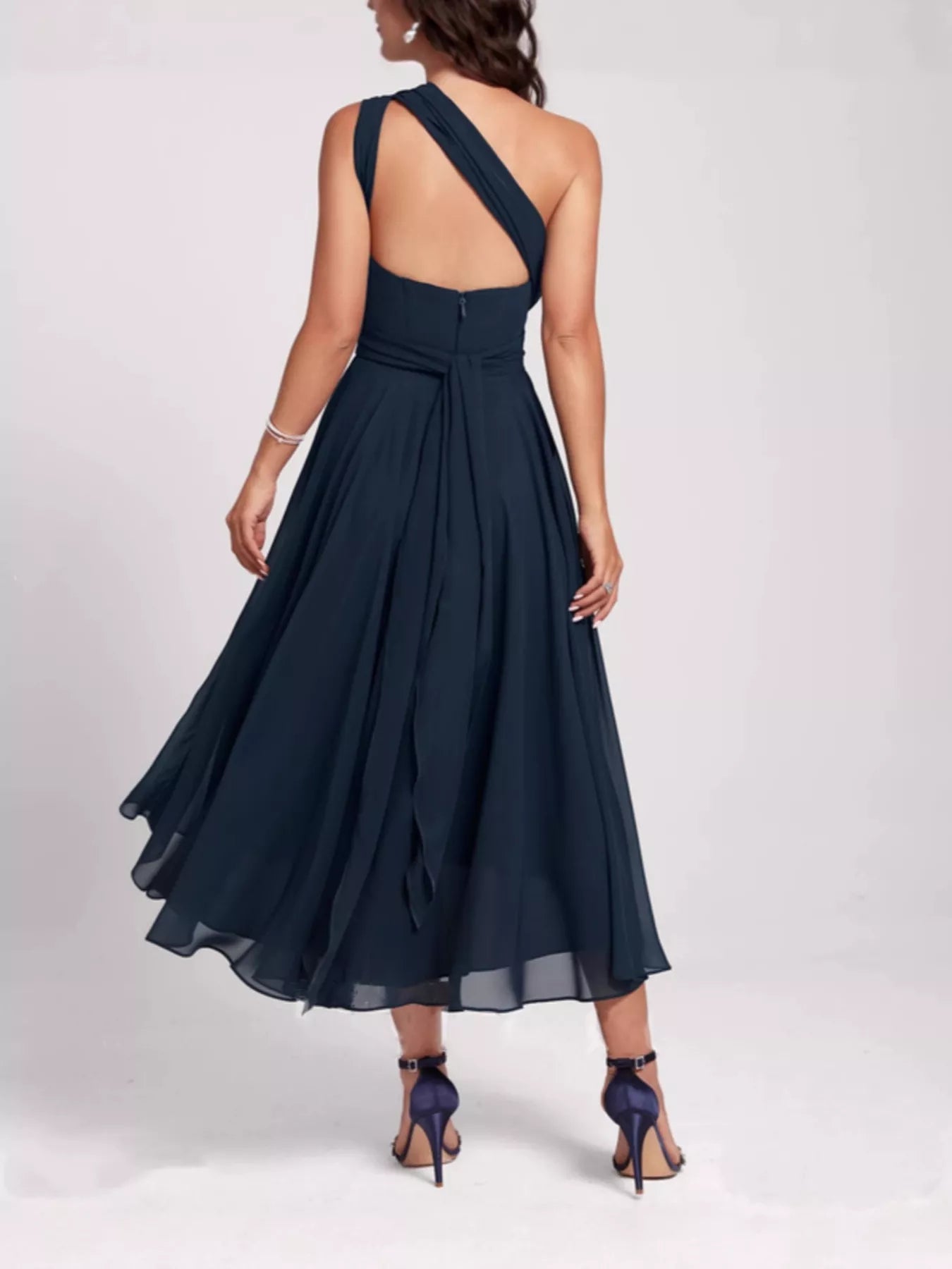Ruched A-Line Midi Dress