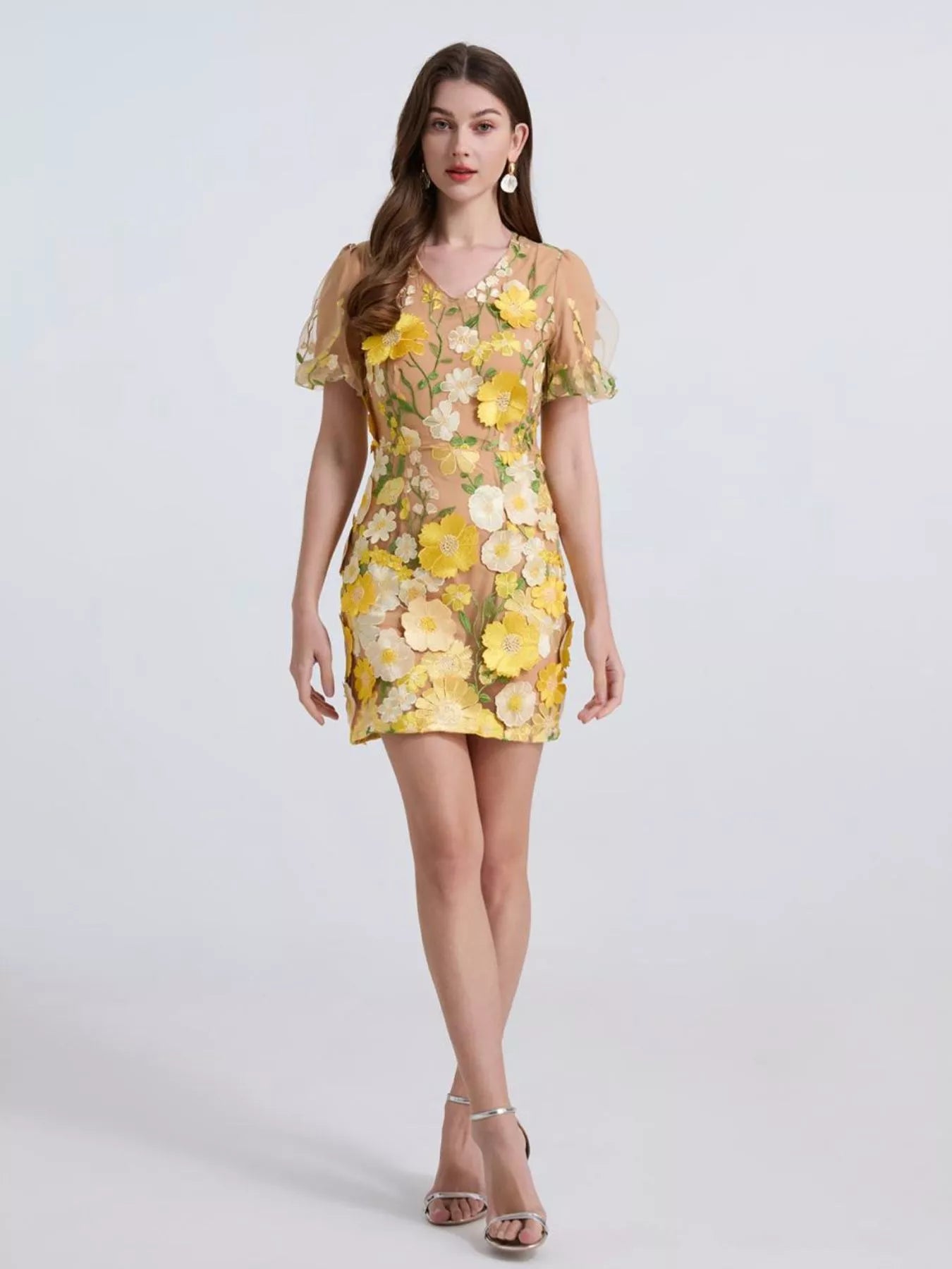 Floral Puff Sleeve Mini Dress