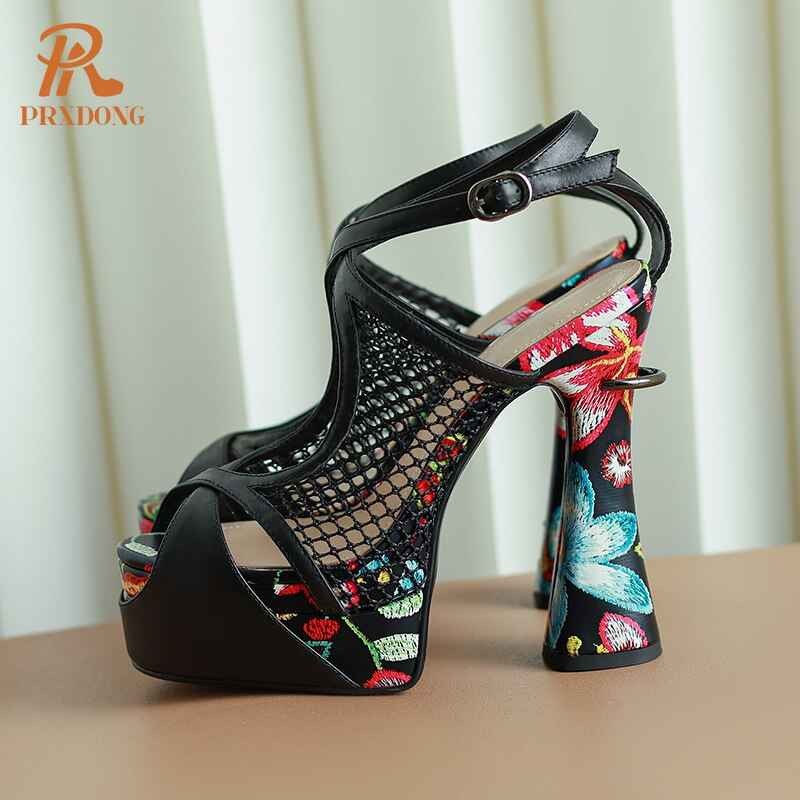 Women's Shoes New Sexy Genuine Leather High Heels Platform Shoes Peep Toe Black White Dress Party Wedding Lady Shoes Pumps 34-39