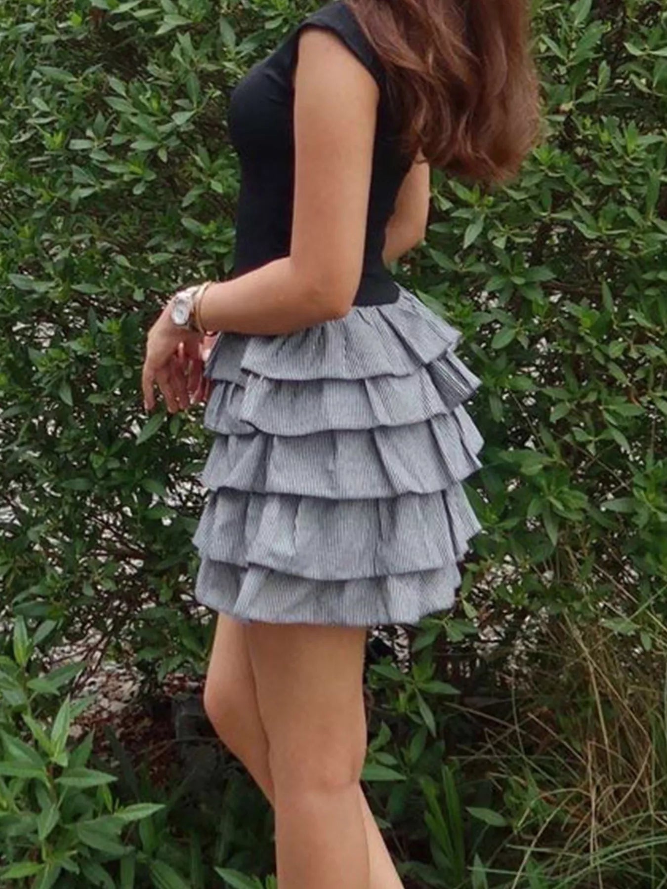 Layered Ruffle Round Neck Mini Dress