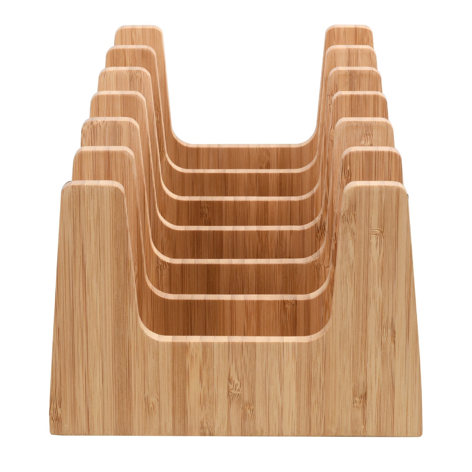 Bamboo Pot Lid Holder & Kitchen Cabinet Organizer – 6 Slot Rack for Pans, Baking Sheets, and Cutting Boards