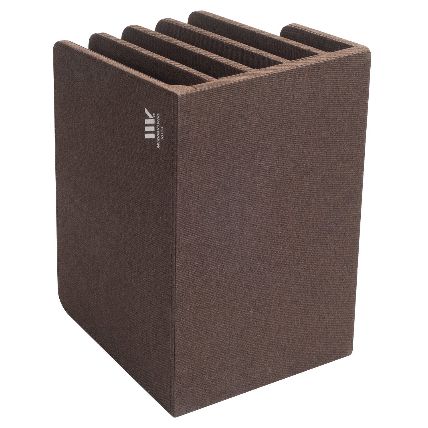 Executive Desk Organizer & Sorter – 5-Slot Dark Brown Wood File Holder for Laptops, Tablets, and Documents