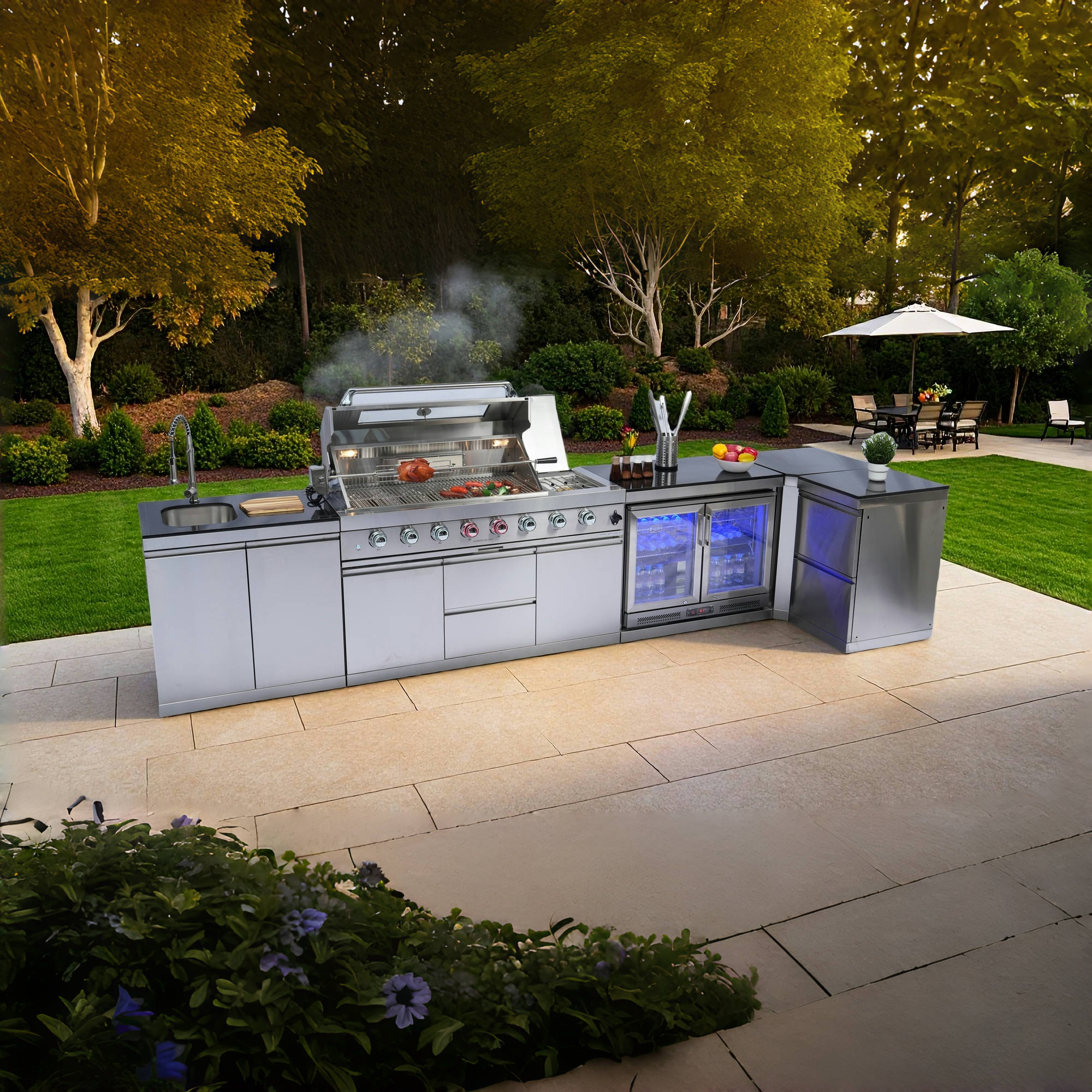 DIY Deluxe Stainless Steel Gas Outdoor Kitchen Barbecue Island Grill