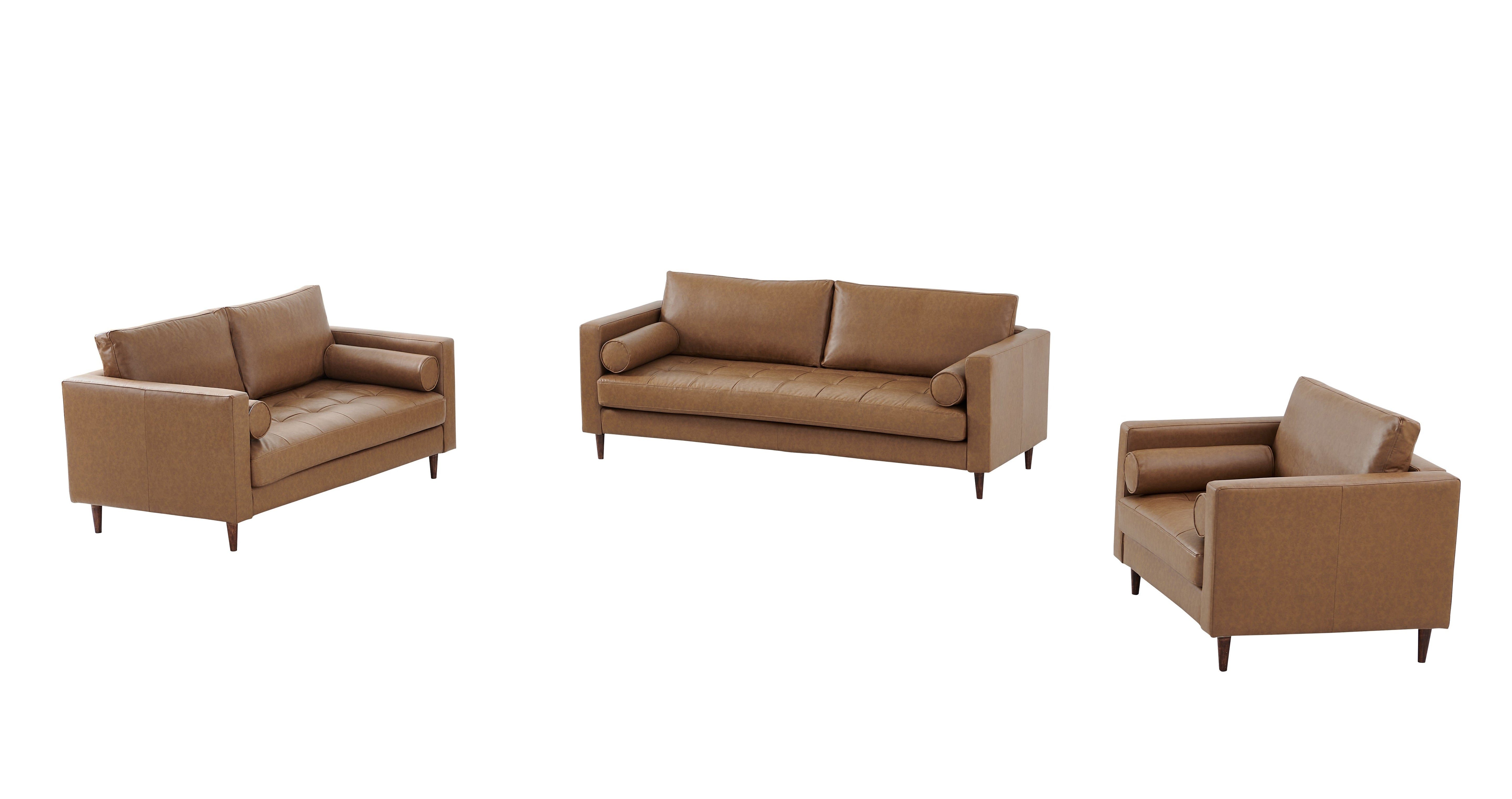 Alessandra Modern Contemporary Eco Leather Arm Chair - Light Brown