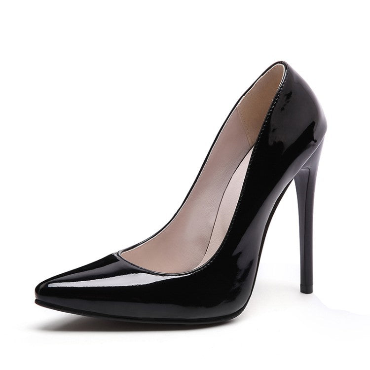 Stiletto-heeled Pointed-toe Professional Womens Shoes All-leather Pointed High Heels