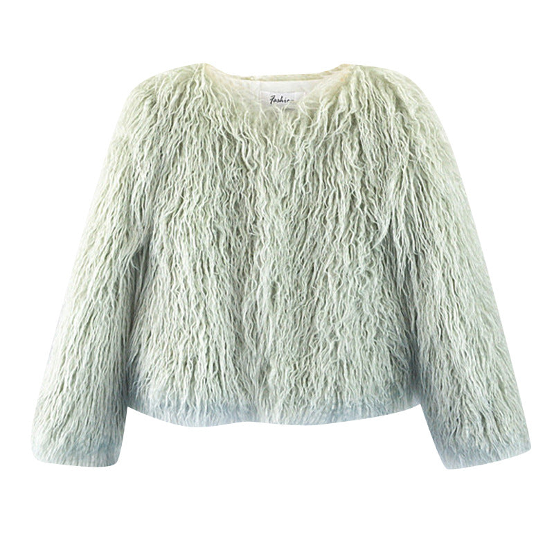 Women's Solid Color Short Faux Shearling Fur Coat