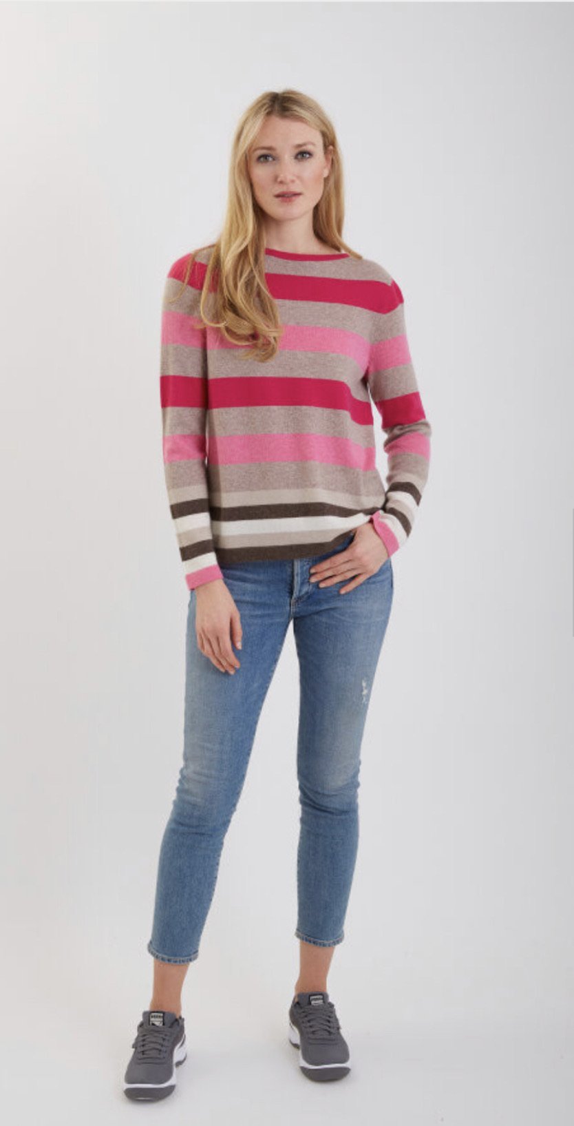 Cashmere Multi-color Stripe Sweater #191124