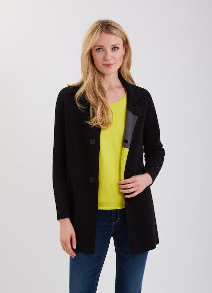 Pima Cotton Ribbed Collar & Cuffs Reversible Coat   #191365