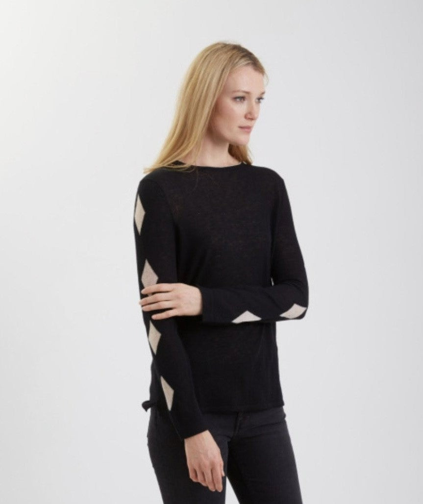 Cashmere Sweater Diamond Intarsia Sleeves #191704