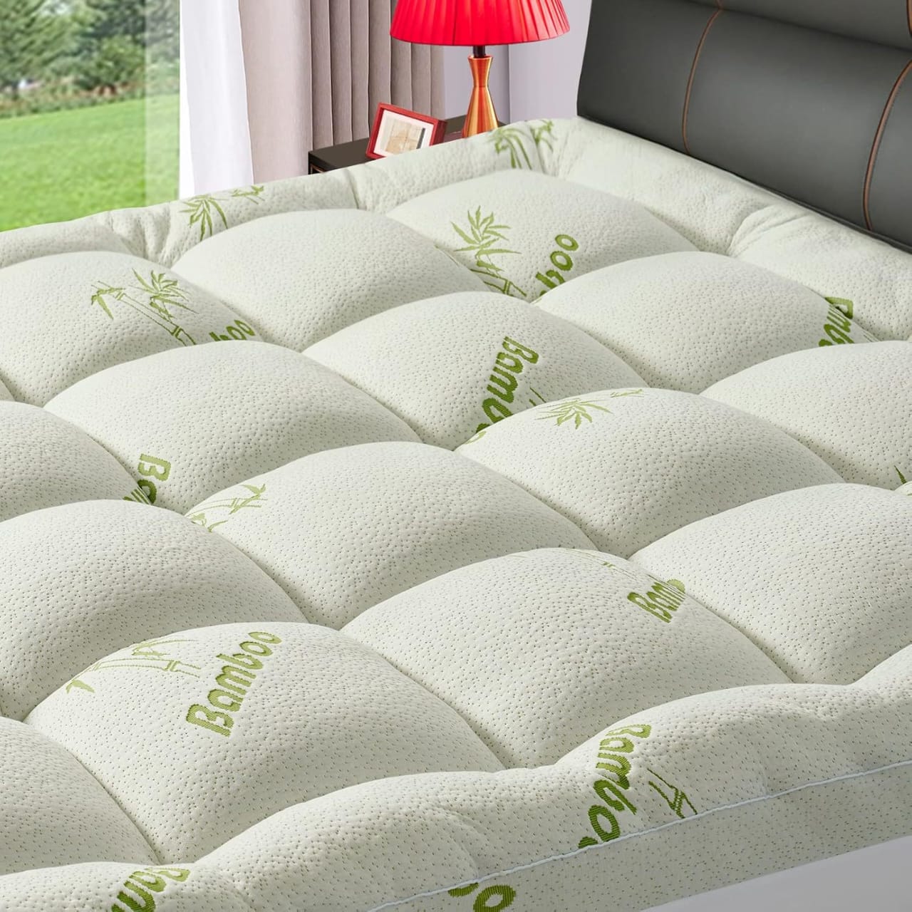 Bamboo Mattress Topper – Cooling, Extra Thick & Soft Quilted Cover for Back Pain Relief