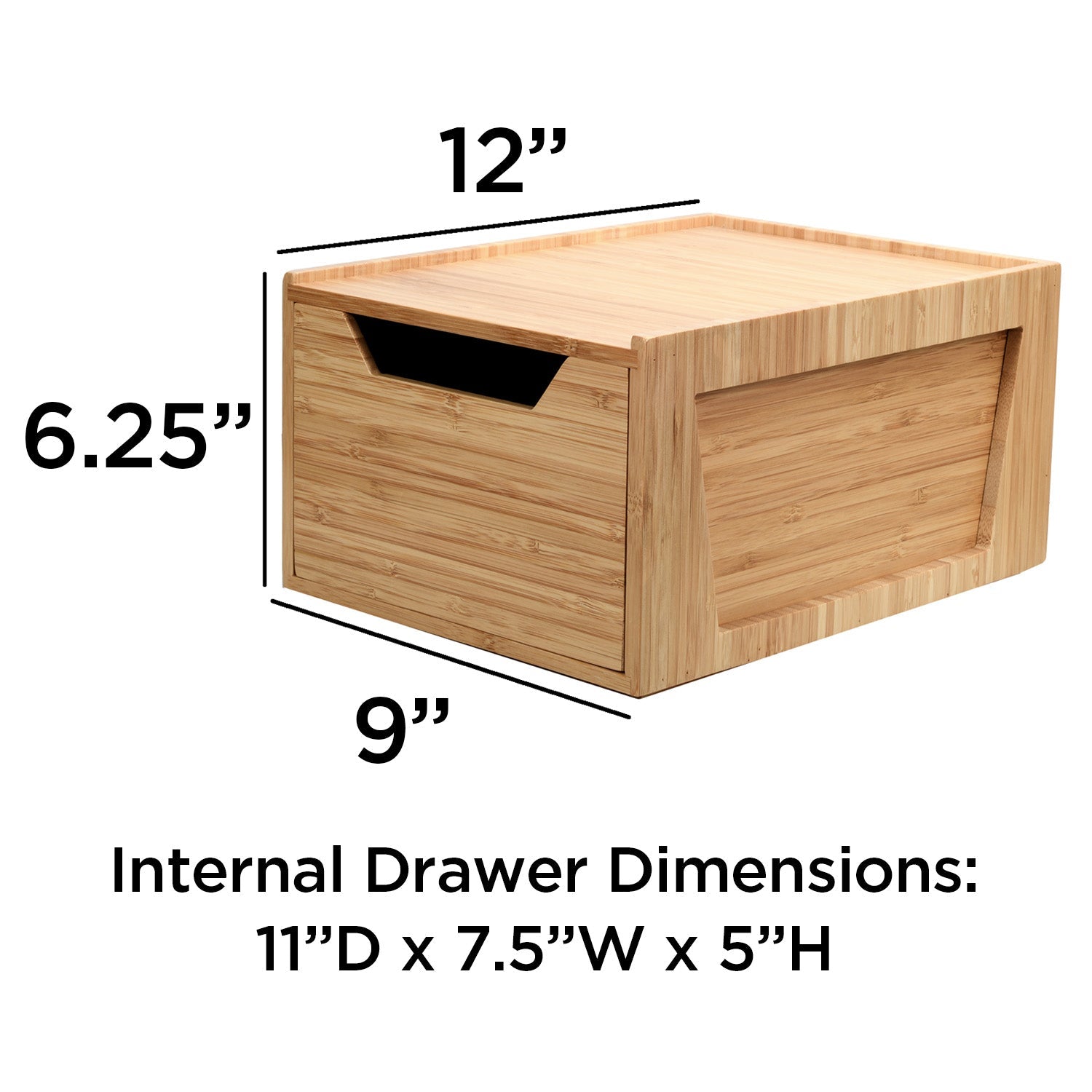 Tall Bamboo Drawer - Stackable Deep Desk Organizer & Kitchen Pantry Storage Caddy
