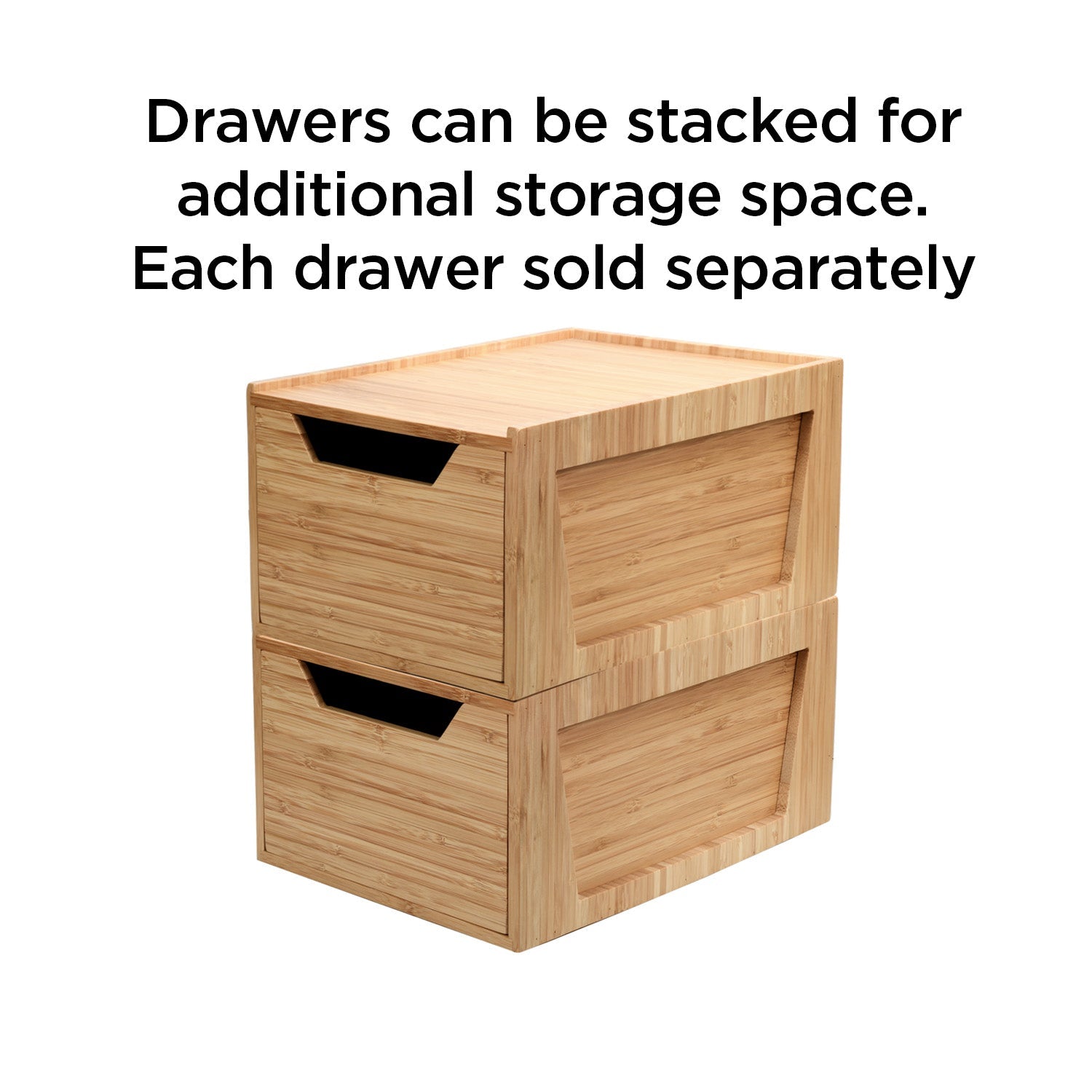 Tall Bamboo Drawer - Stackable Deep Desk Organizer & Kitchen Pantry Storage Caddy