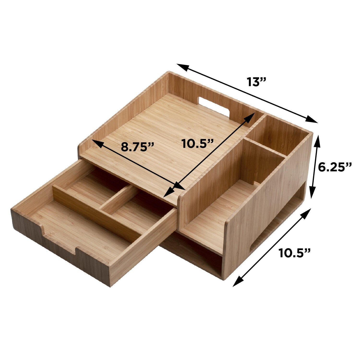 Bamboo Executive Telephone Stand & Desktop Command Center | Multi-Functional Office Organizer with Storage Drawer