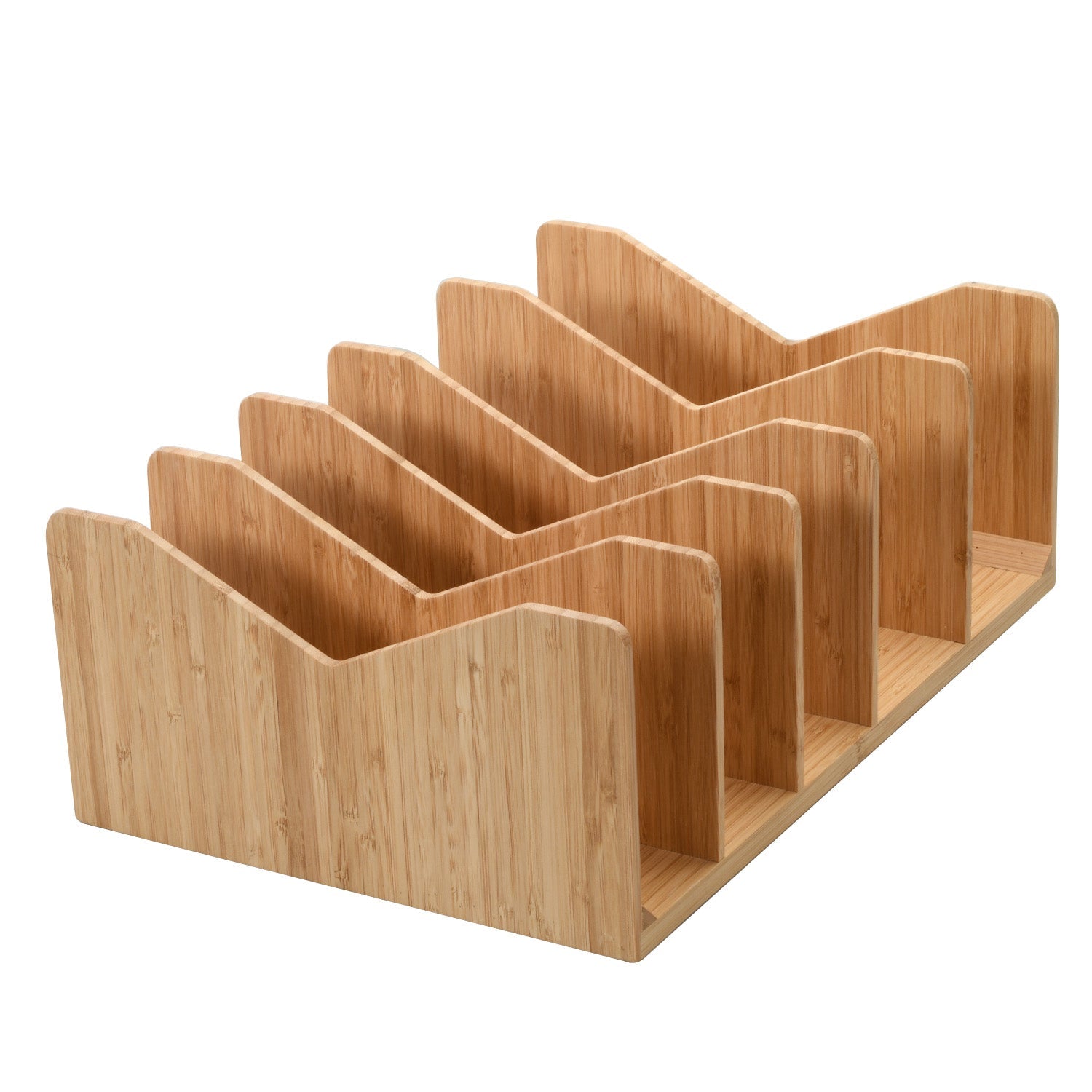 Bamboo Purse & Wallet Organizer for Closet – 5-Divider Handbag Storage Rack