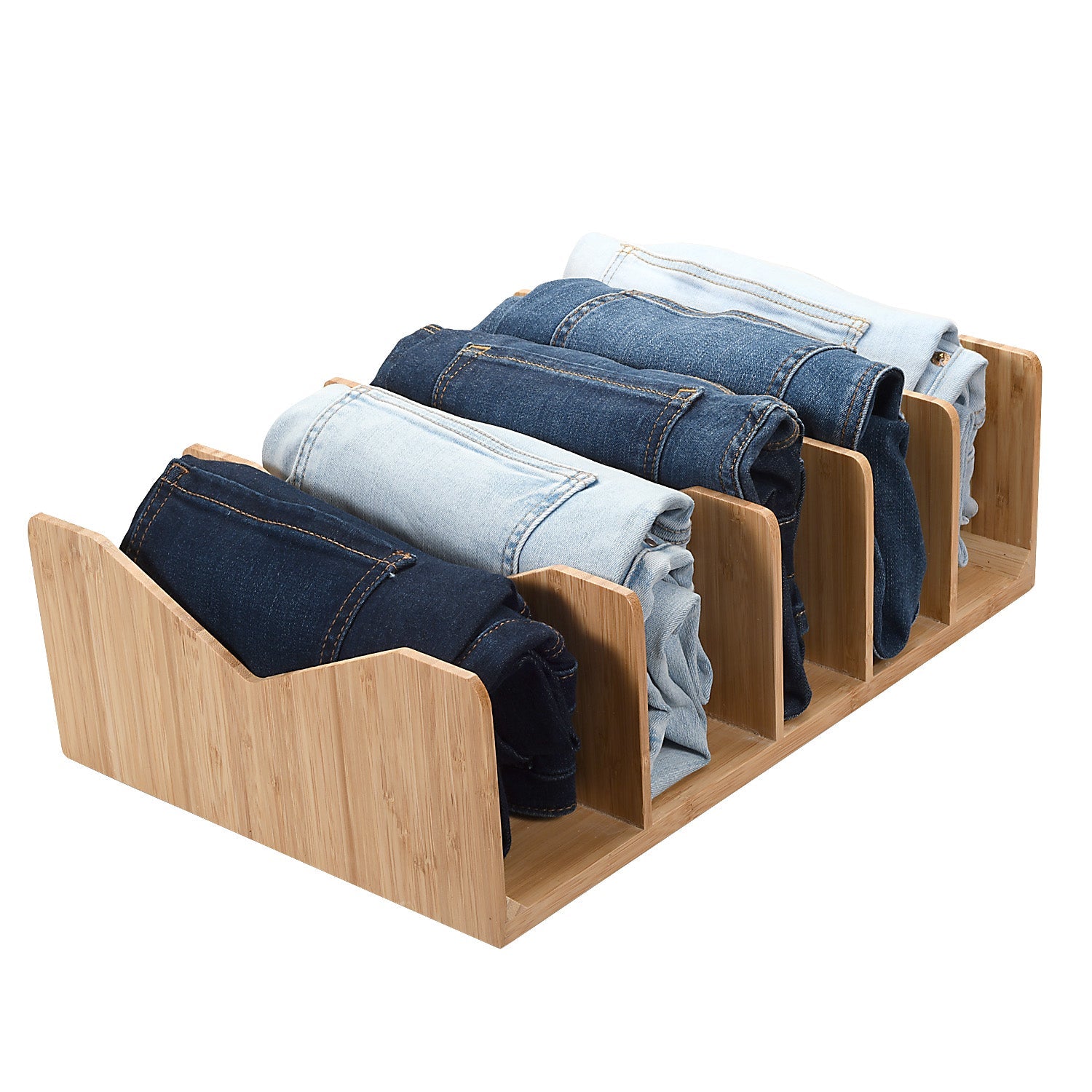 Bamboo Purse & Wallet Organizer for Closet – 5-Divider Handbag Storage Rack
