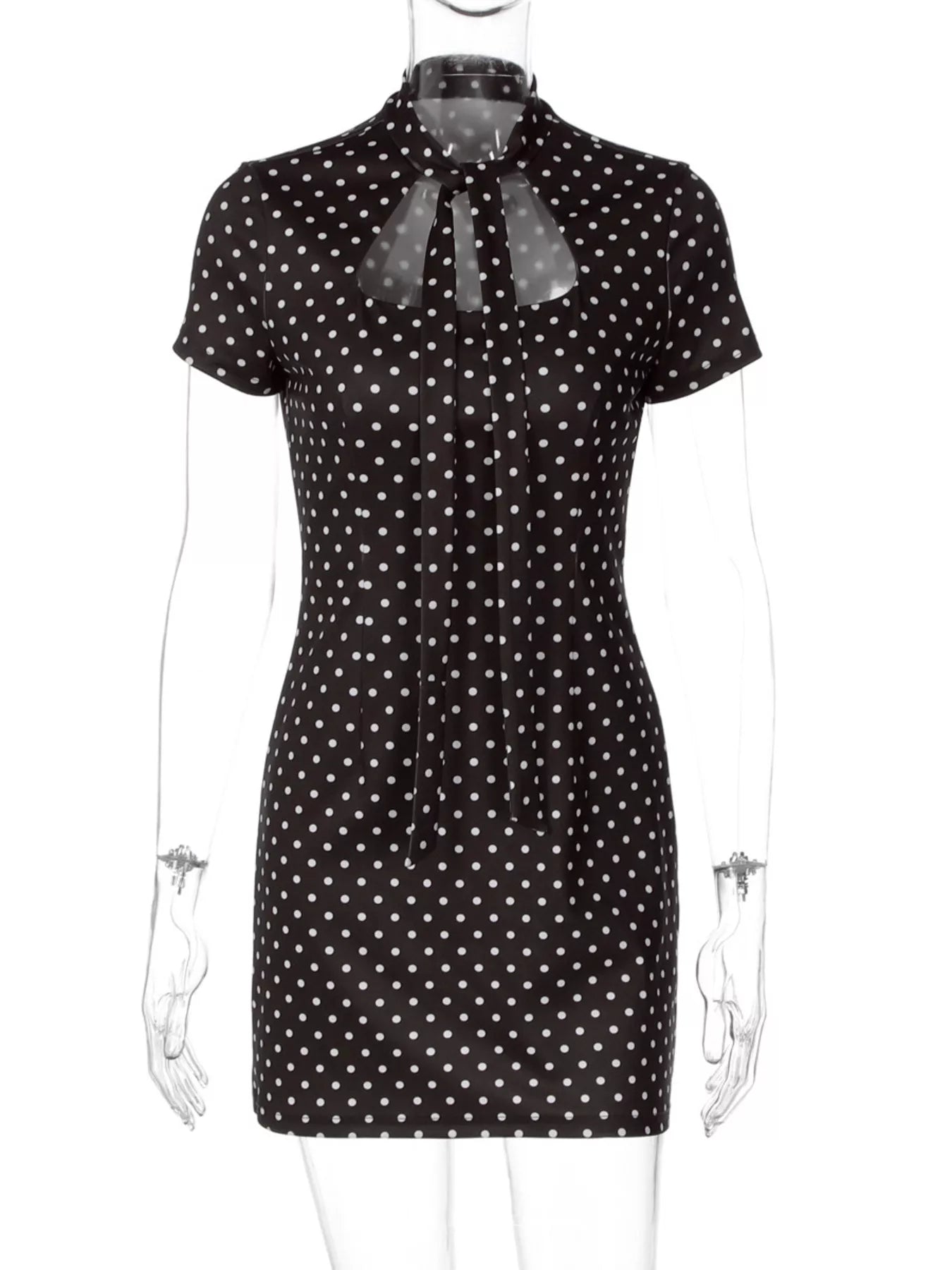 Polka Dot Cut-Out Front Mini Dress