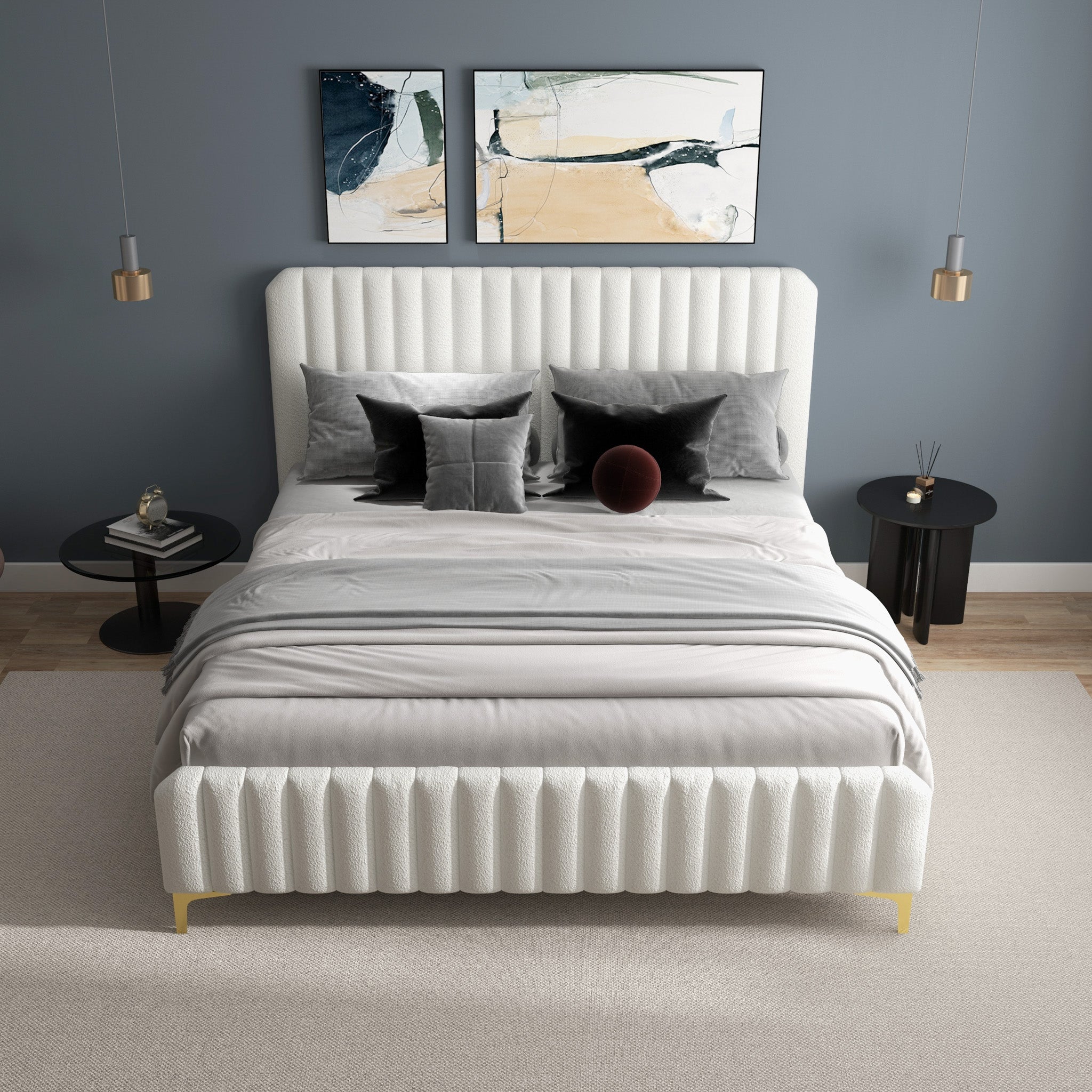 Valery King Size Upholstered Platform Bed