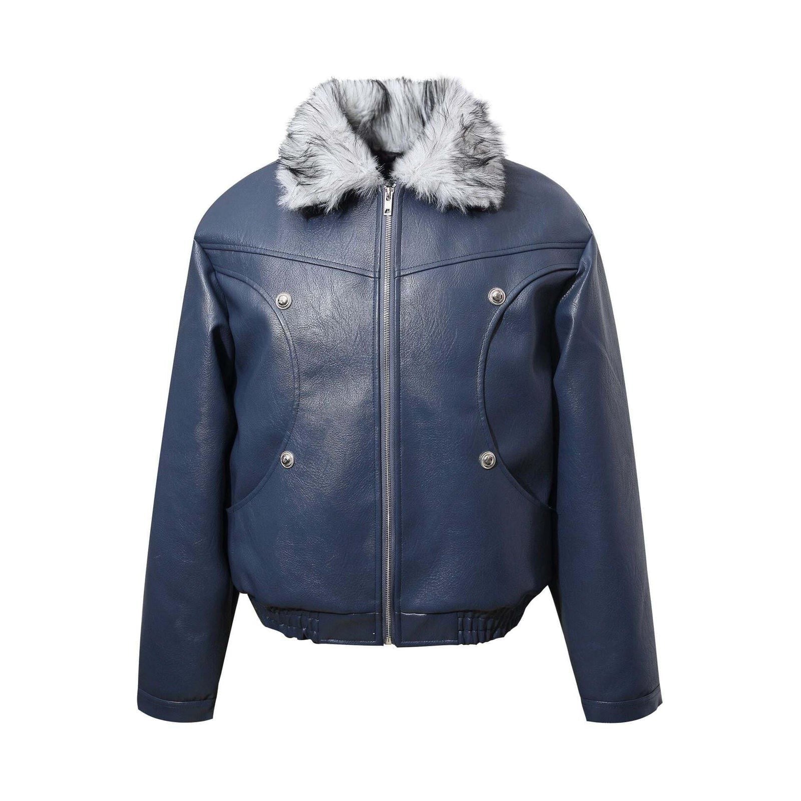Fur-lined down jacket with flight jacket style