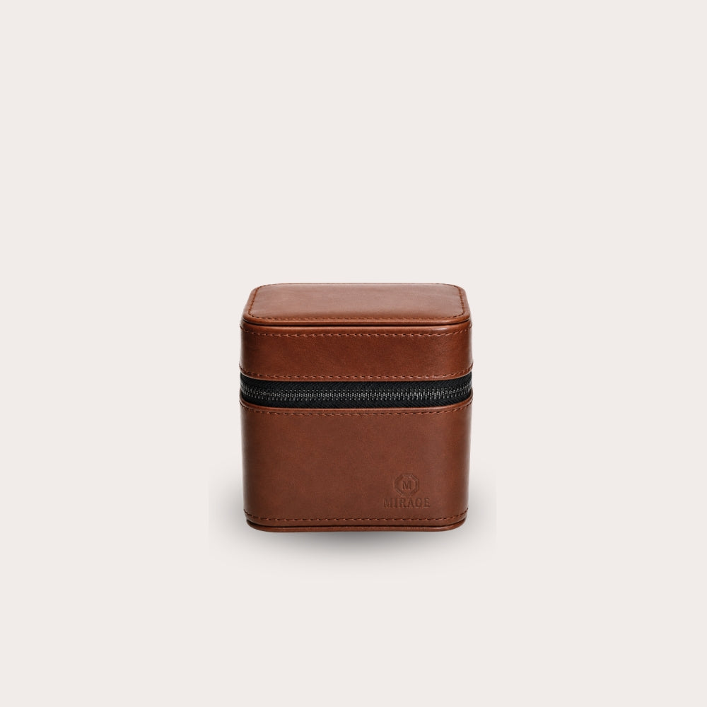 Watch and Jewelry Travel Case -  Coffee Brown Leather