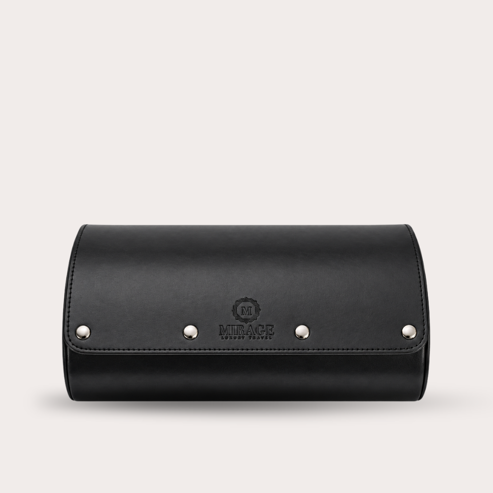6 Watch Travel Case Vegan Leather Watch Roll (Super Black)