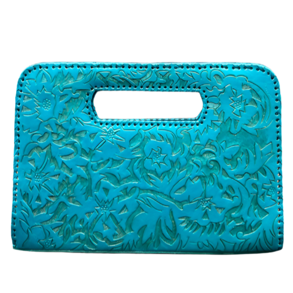 The Claire| Hand-Tooled Leather Statement Clutch