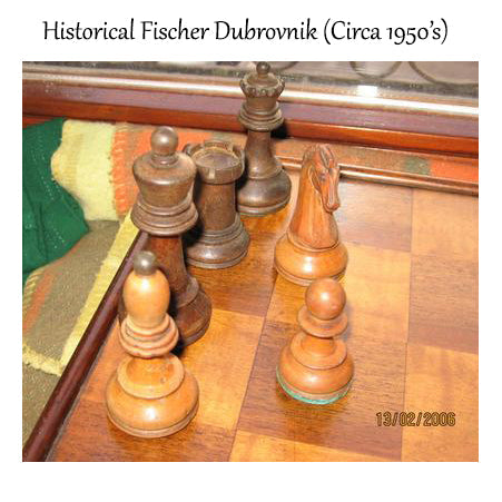 1950s' Fischer Dubrovnik Chess Set- Chess Pieces Only - Mahogany Stained & Boxwood - 3.8" King