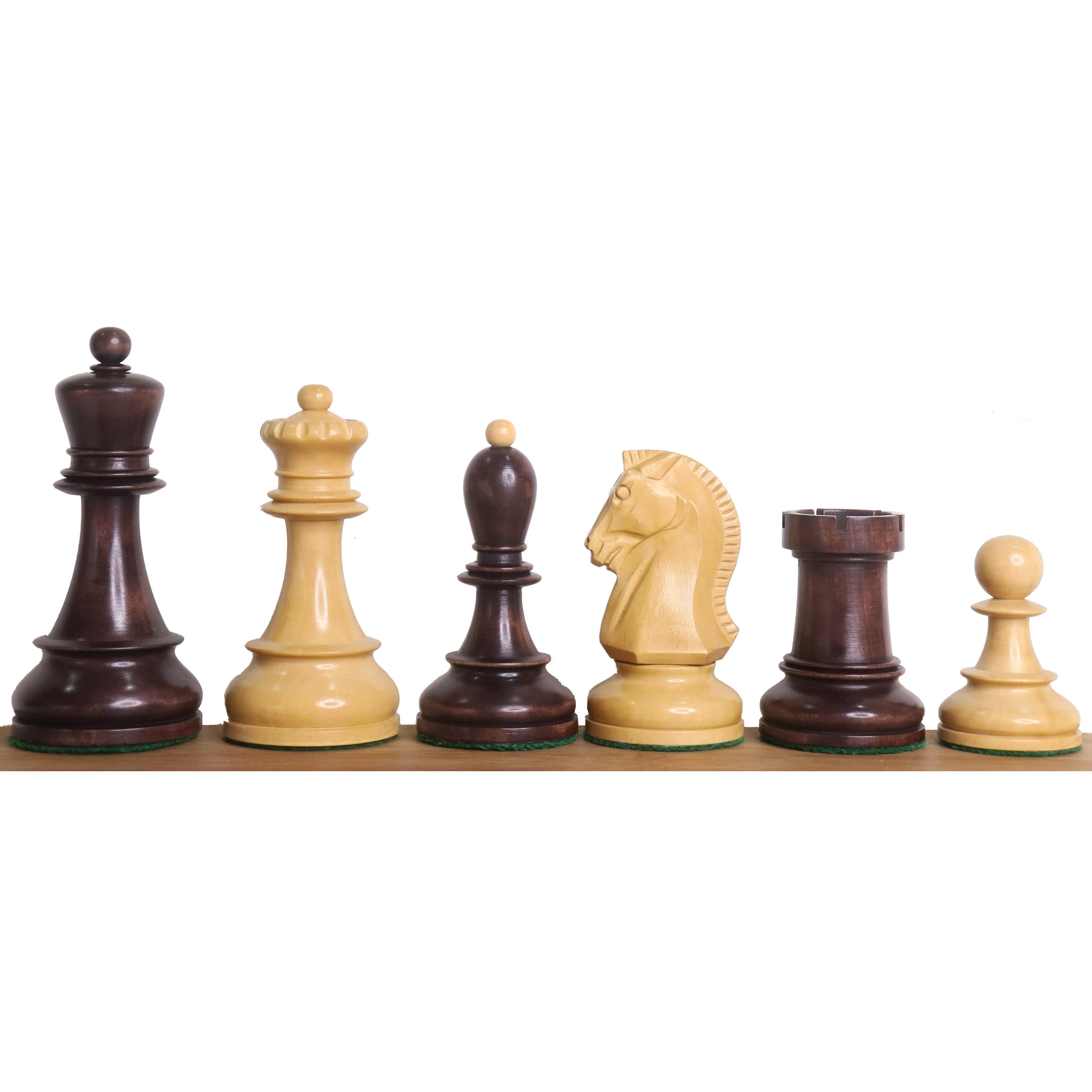 1950s' Fischer Dubrovnik Chess Set- Chess Pieces Only - Mahogany Stained & Boxwood - 3.8" King