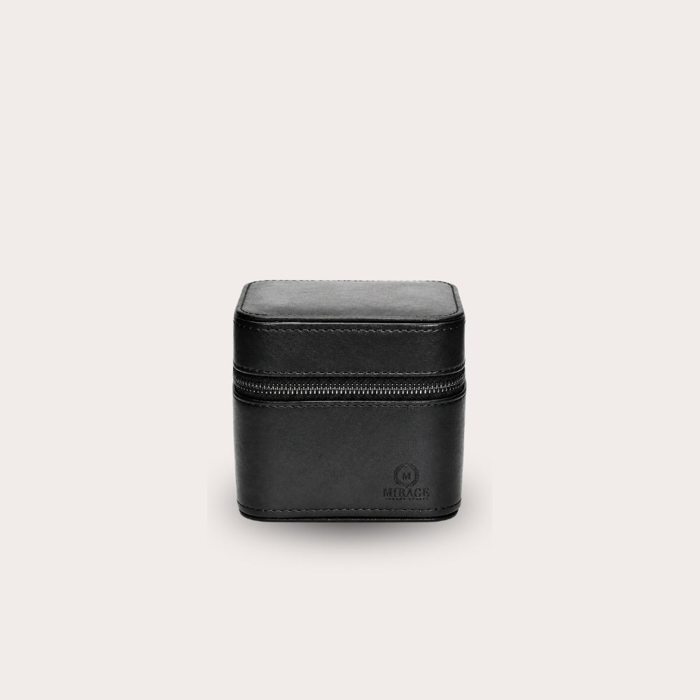 Watch and Jewelry Travel Case - Genuine Leather - Obsedian Black
