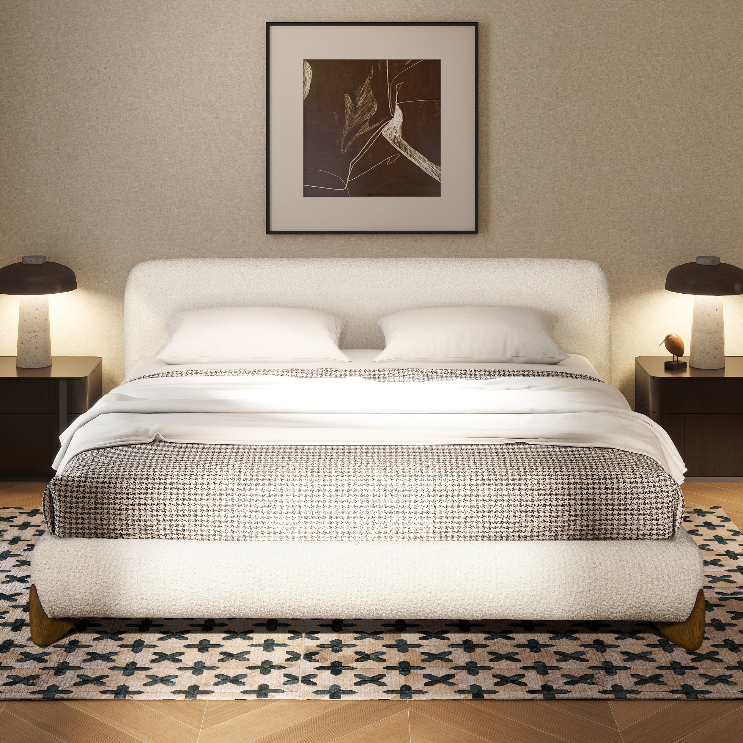 Alpine Puffy Modern Platform Bed, King