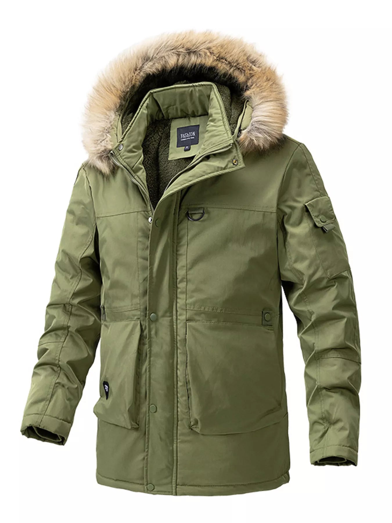 Men's Plus Size Fur Hooded Winter Parka Coat