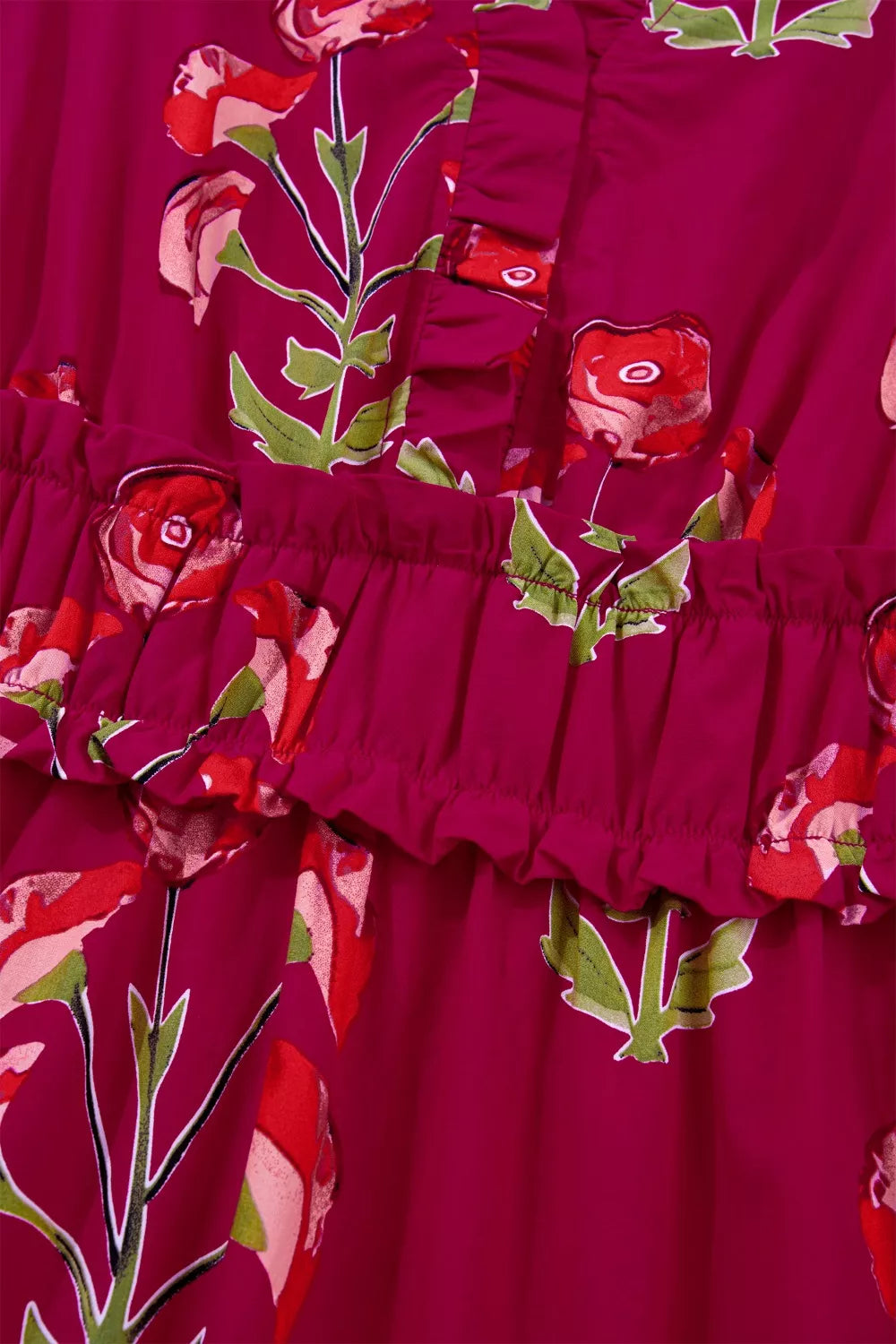 Floral Print Short Sleeve Midi Dress