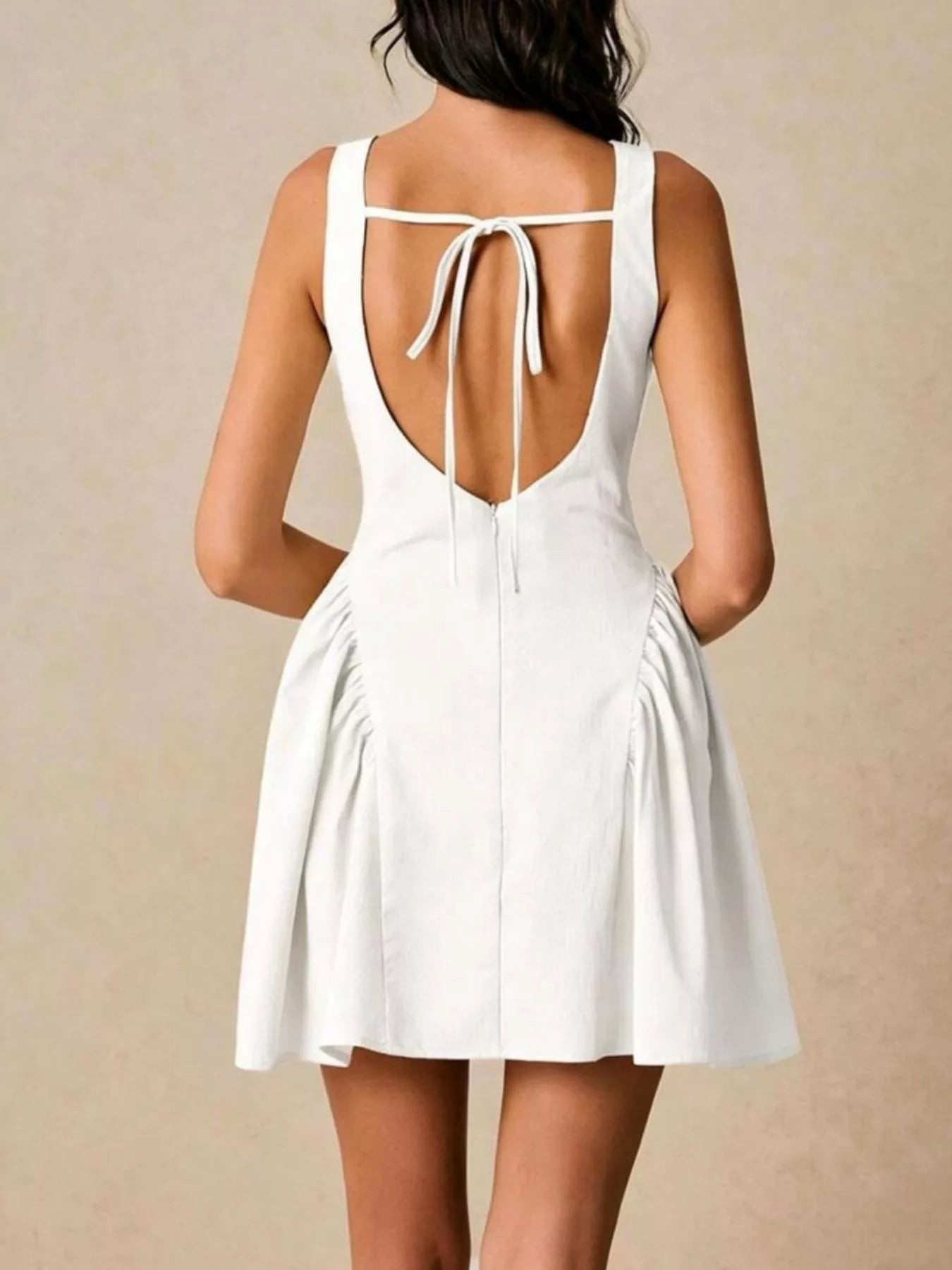 Tie Back Sleeveless A-Line Dress