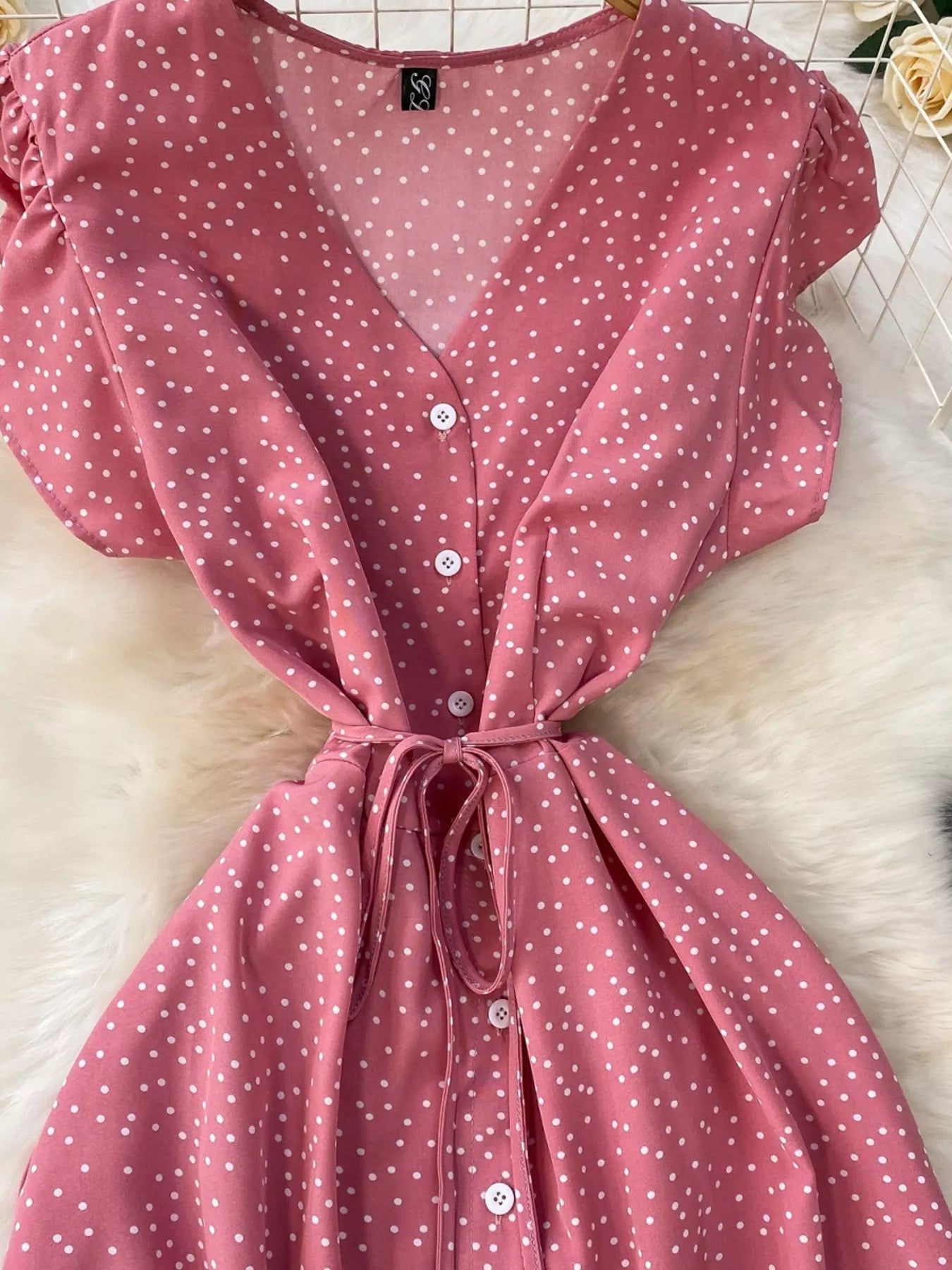 Polka Dot Button-Down Dress