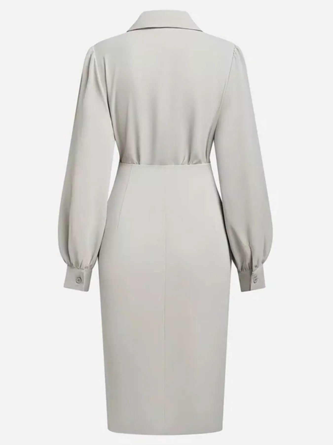Ruched Midi Shirt Dress with Side Slit
